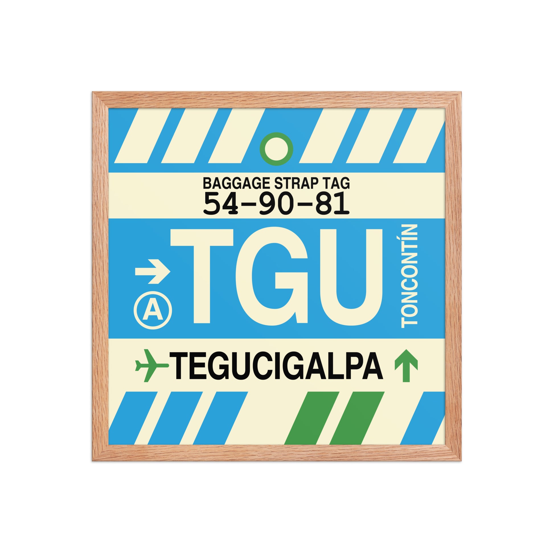 TGU Tegucigalpa Framed Print • Jet Age Baggage Tag Design • YHM Designs - Image 09