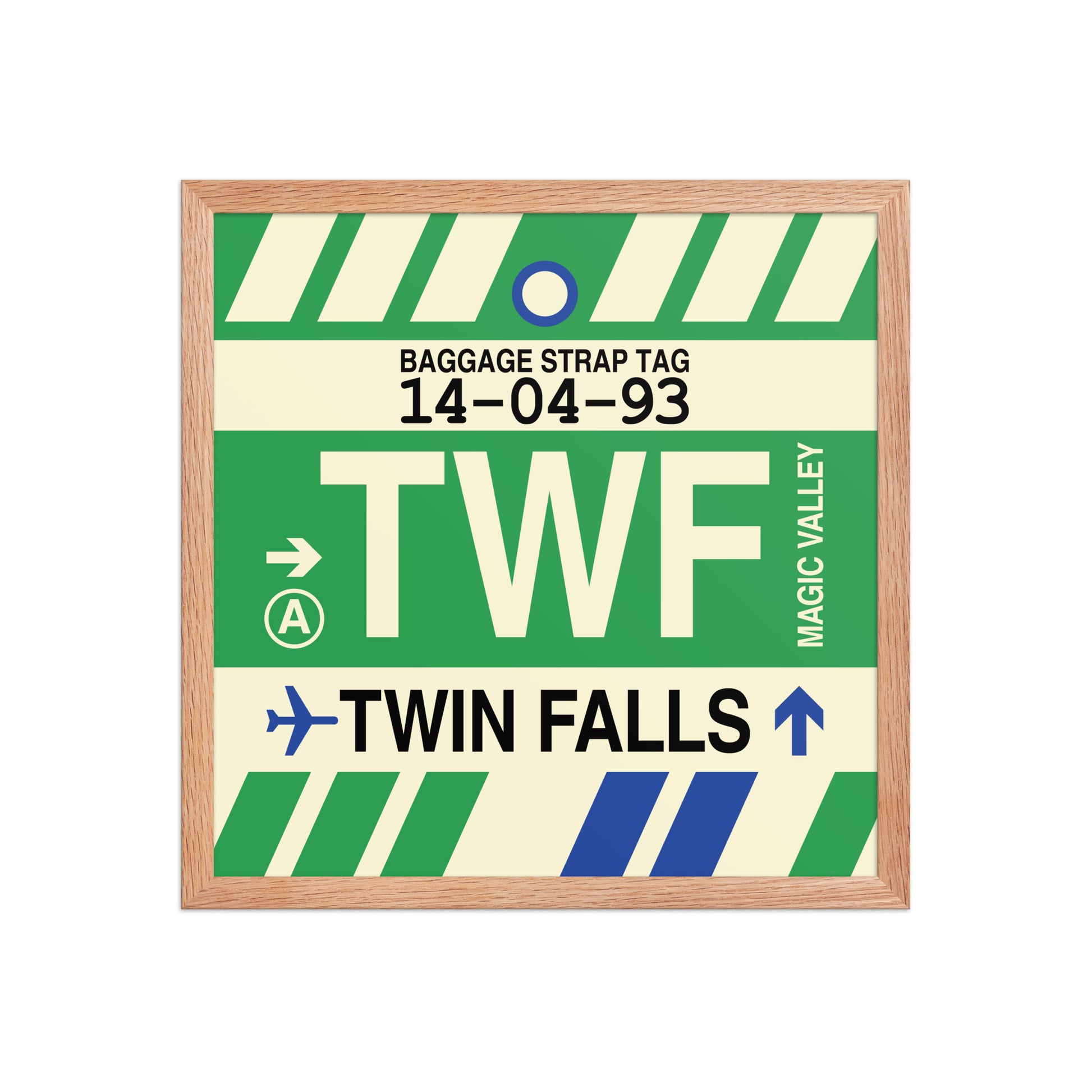 TWF Twin Falls Framed Print • Jet Age Baggage Tag Design • YHM Designs - Image 09