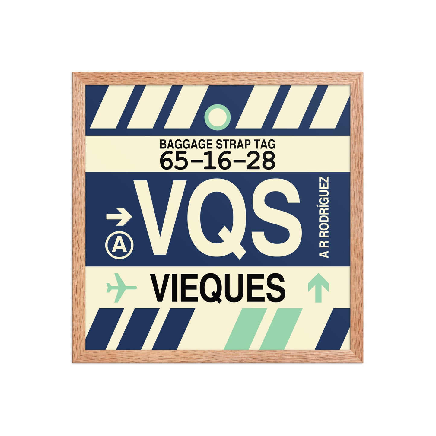 VQS Vieques Framed Print • Jet Age Baggage Tag Design • YHM Designs - Image 09