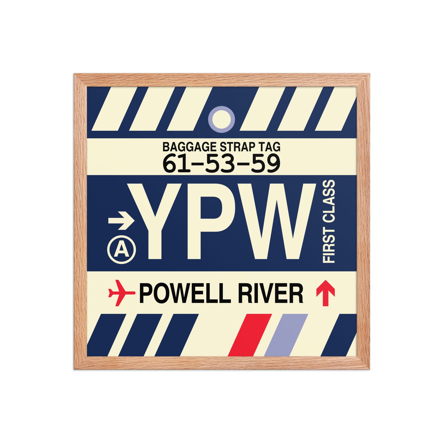 YPW Powell River Framed Print • Jet Age Baggage Tag Design • YHM Designs - Image 09