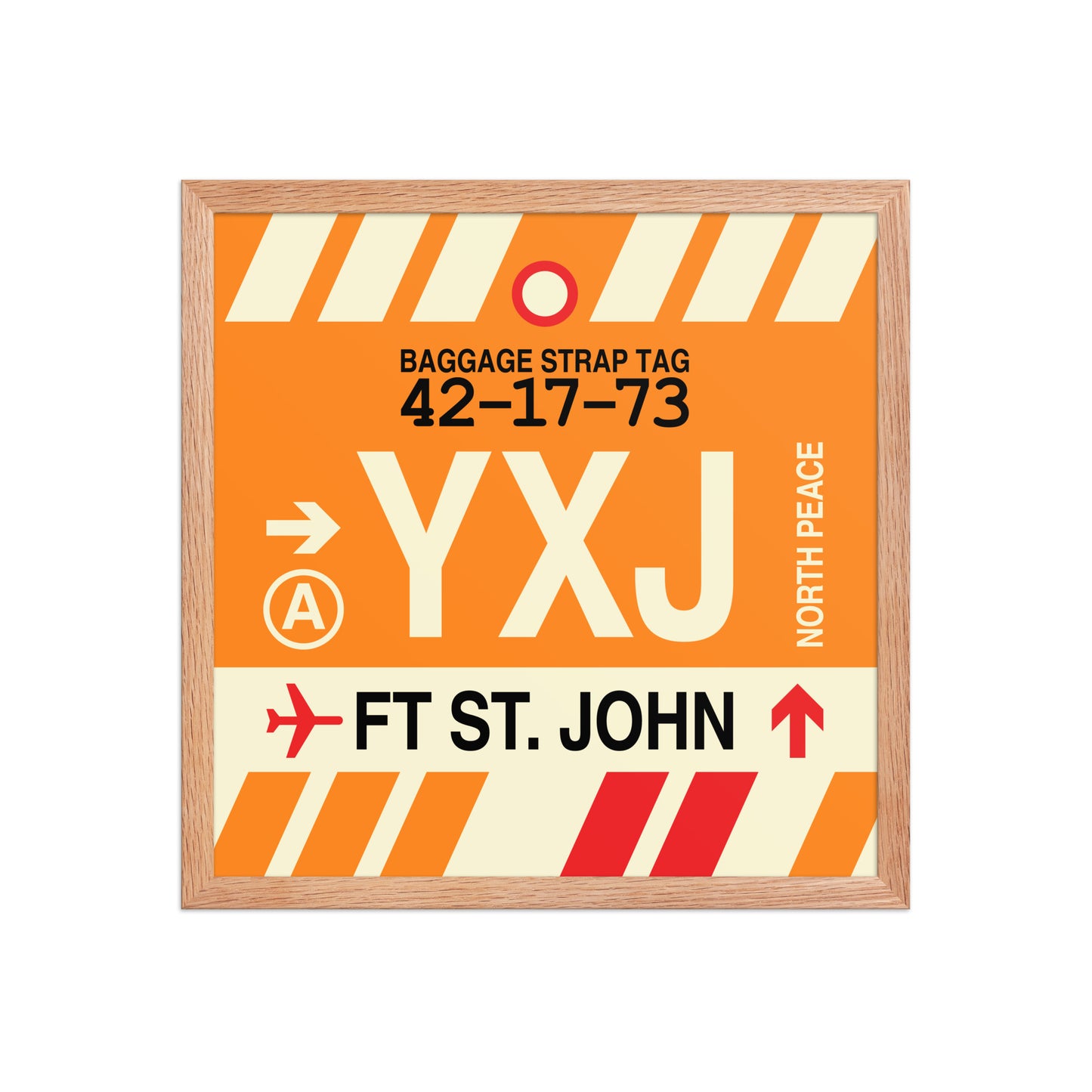 YXJ Fort St. John Framed Print • Jet Age Baggage Tag Design • YHM Designs - Image 09