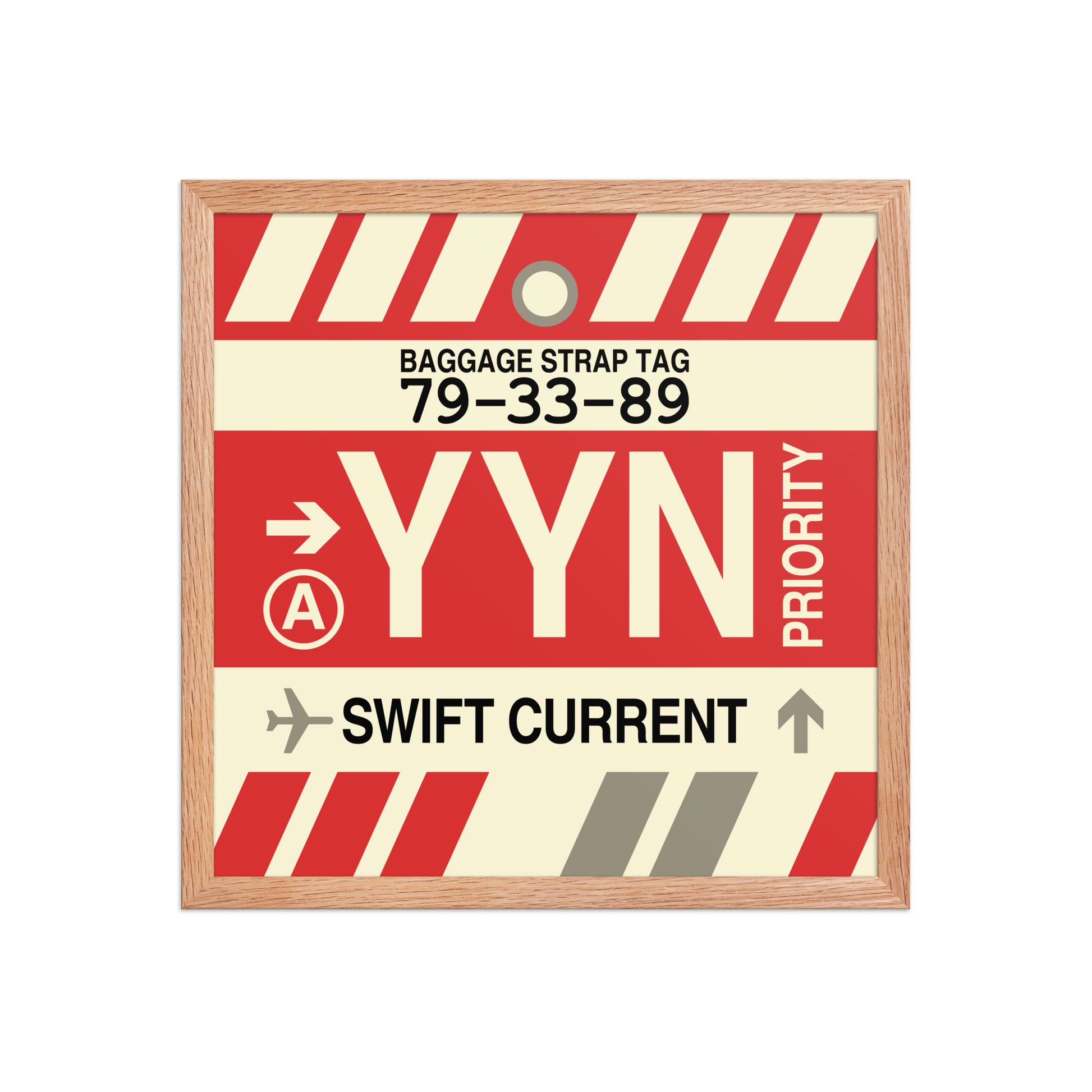 YYN Swift Current Framed Print • Jet Age Baggage Tag Design • YHM Designs - Image 09