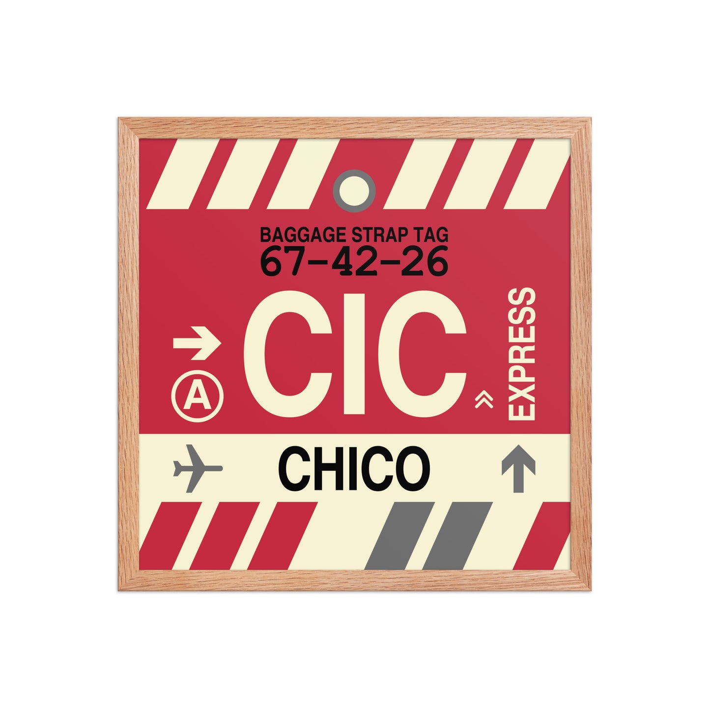 CIC Chico Framed Print • Jet Age Baggage Tag Design • YHM Designs - Image 09