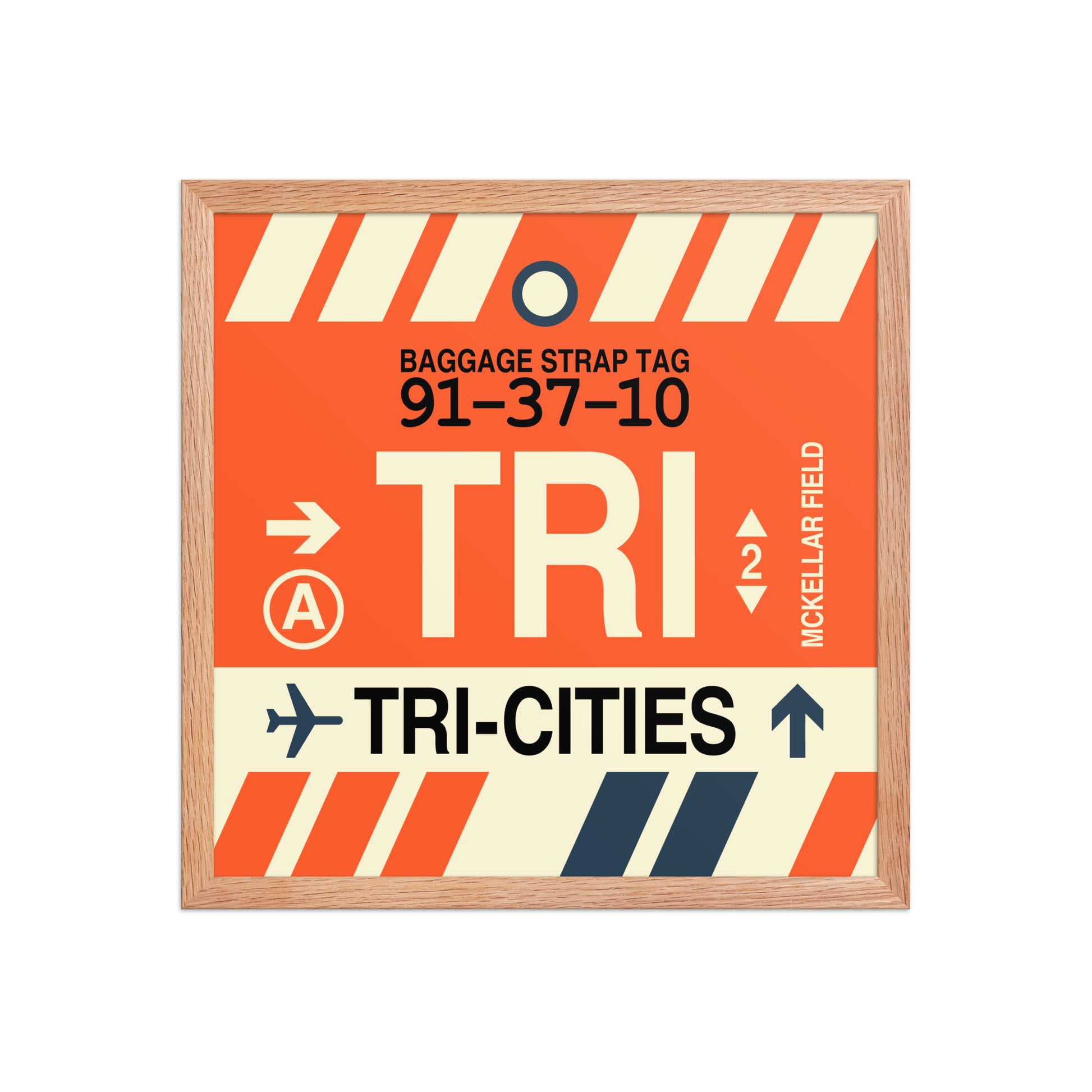 TRI Tri-Cities Framed Print • Jet Age Baggage Tag Design • YHM Designs - Image 09