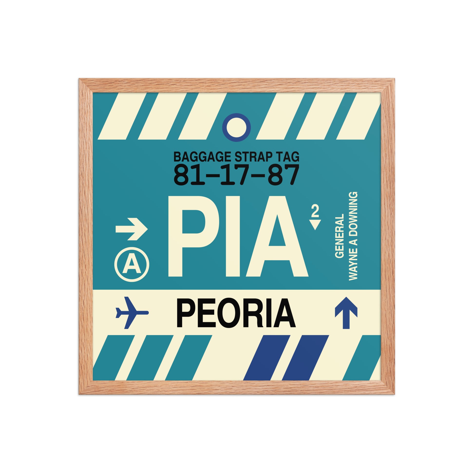PIA Peoria Framed Print • Jet Age Baggage Tag Design • YHM Designs - Image 12