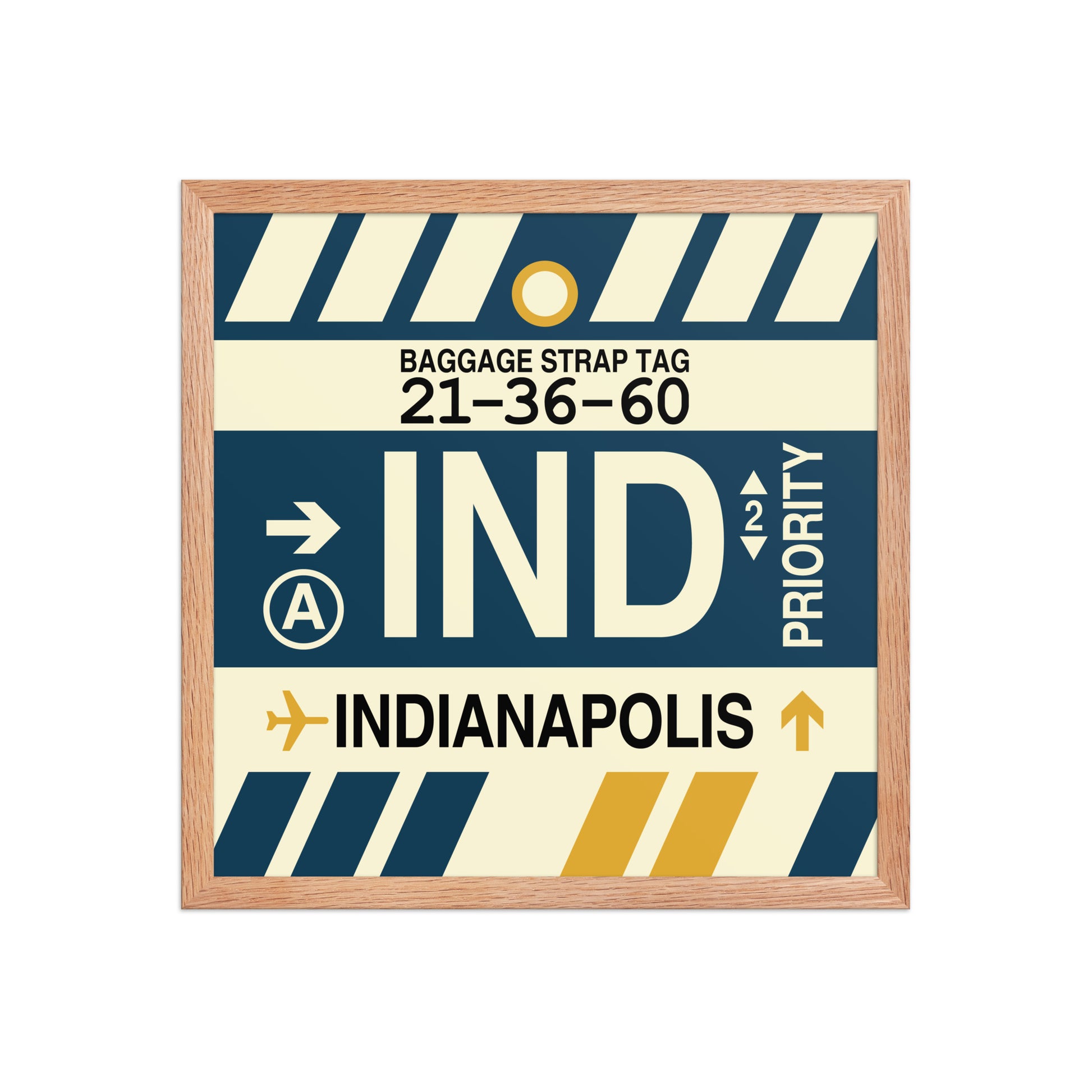 IND Indianapolis Framed Print • Jet Age Baggage Tag Design • YHM Designs - Image 12
