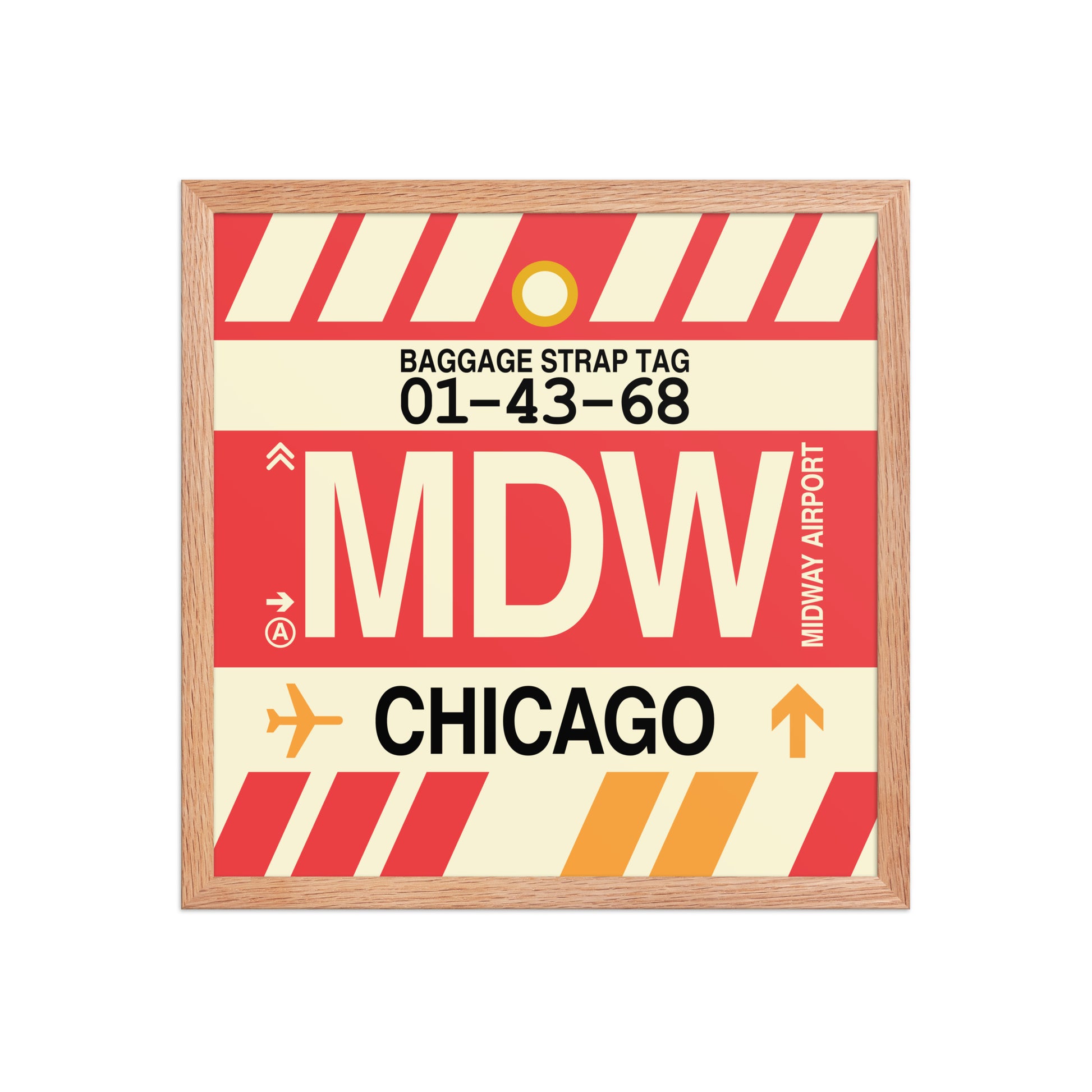 MDW Chicago Framed Print • Jet Age Baggage Tag Design • YHM Designs - Image 12