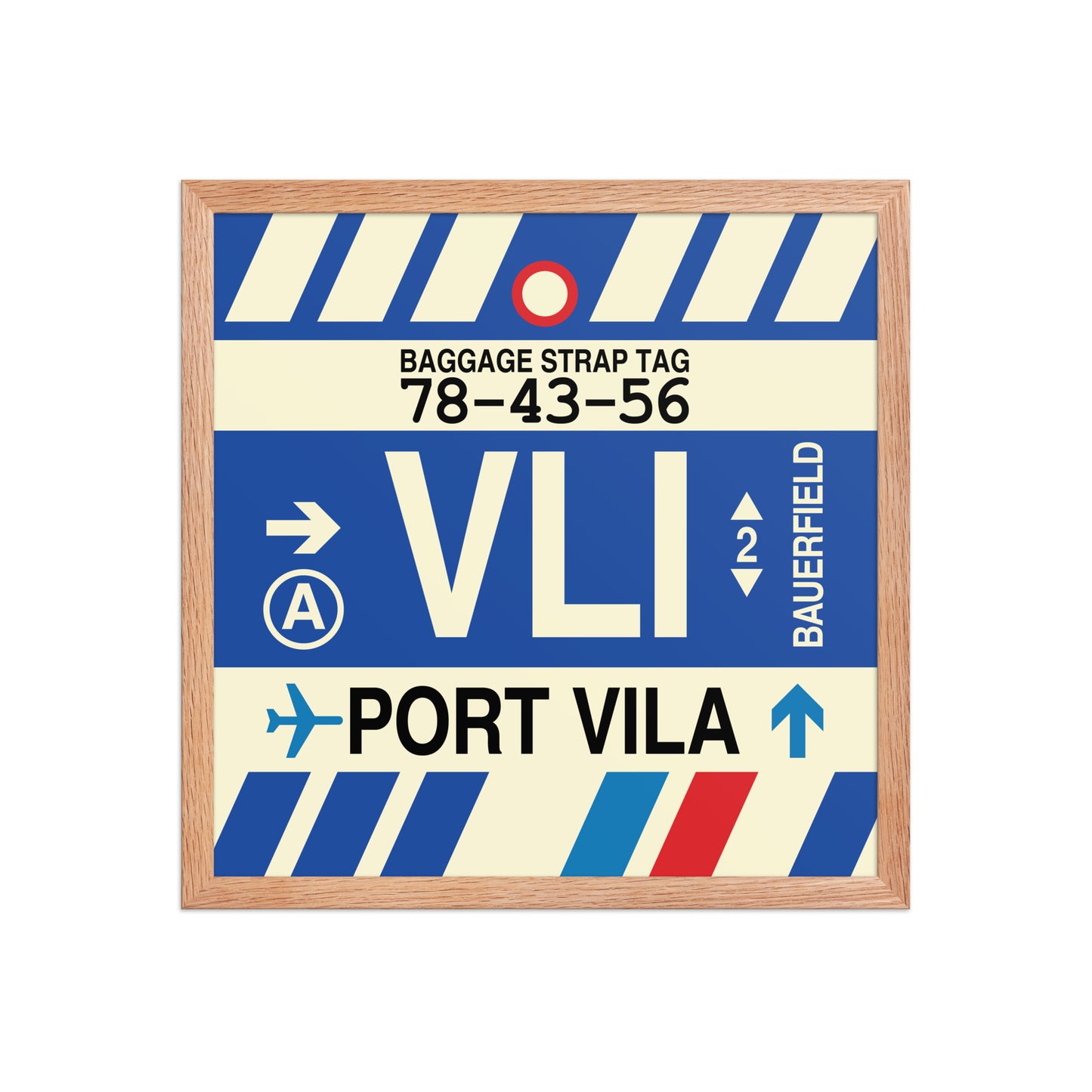 VLI Port Vila Framed Print • Jet Age Baggage Tag Design • YHM Designs - Image 09