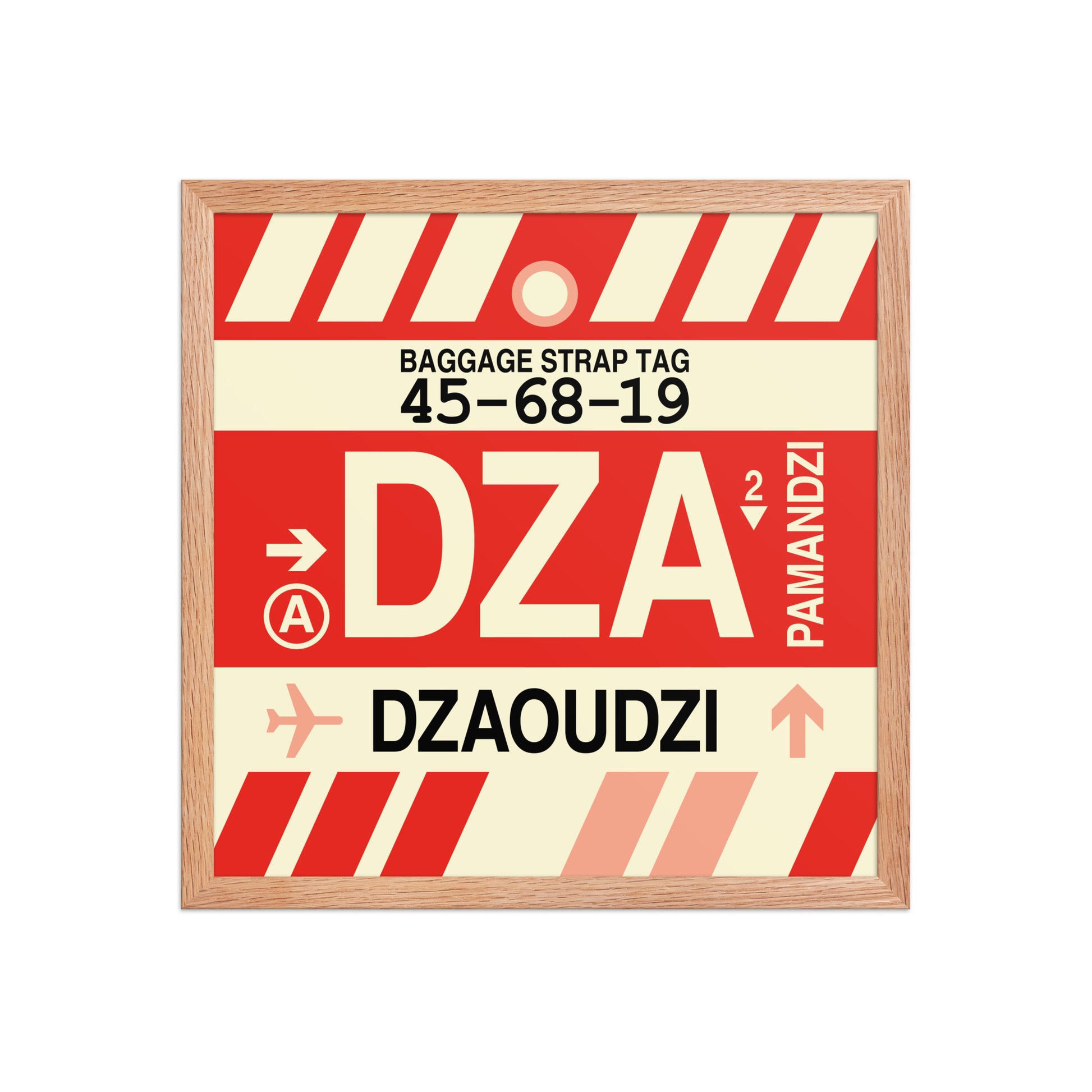 DZA Dzaoudzi Framed Print • Jet Age Baggage Tag Design • YHM Designs - Image 09