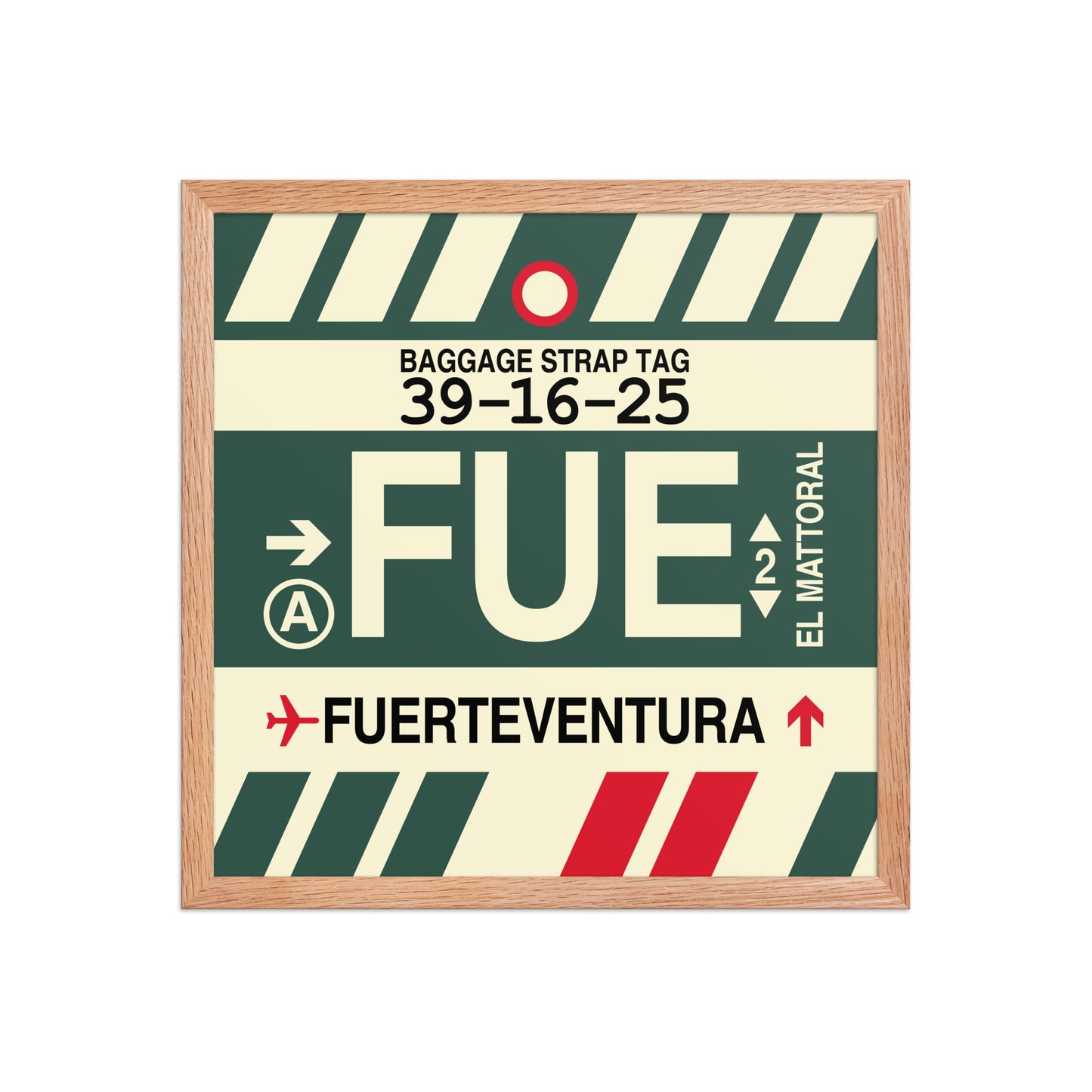 FUE Fuerteventura Framed Print • Jet Age Baggage Tag Design • YHM Designs - Image 12