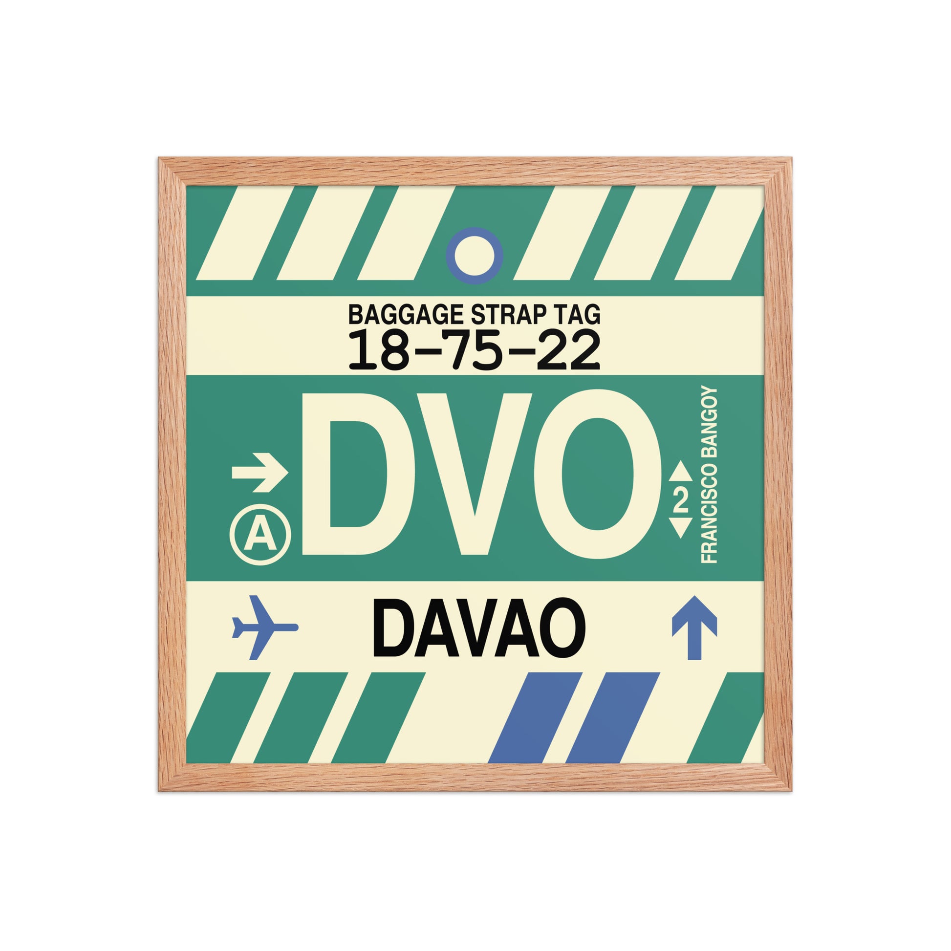 DVO Davao Framed Print • Jet Age Baggage Tag Design • YHM Designs - Image 09
