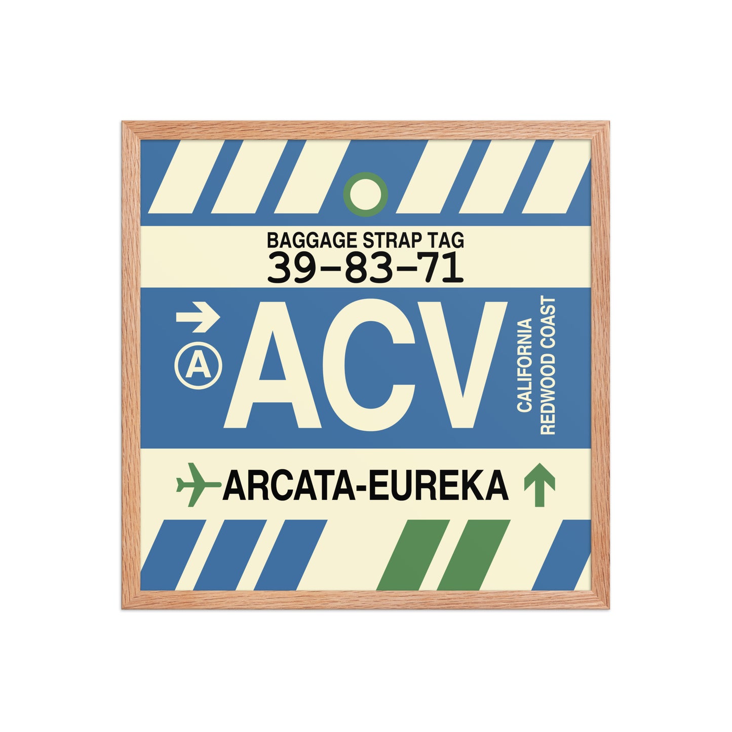 ACV Arcata-Eureka Framed Print • Jet Age Baggage Tag Design • YHM Designs - Image 10
