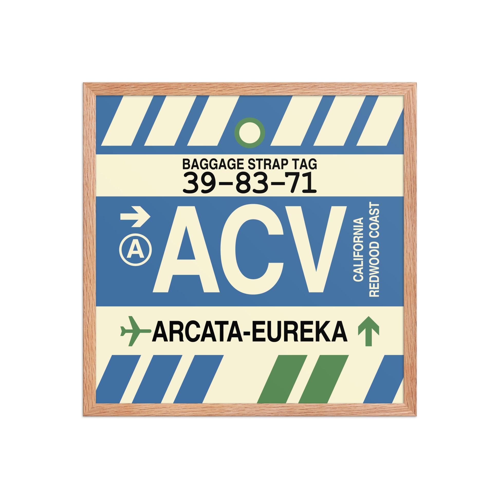 ACV Arcata-Eureka Framed Print • Jet Age Baggage Tag Design • YHM Designs - Image 10