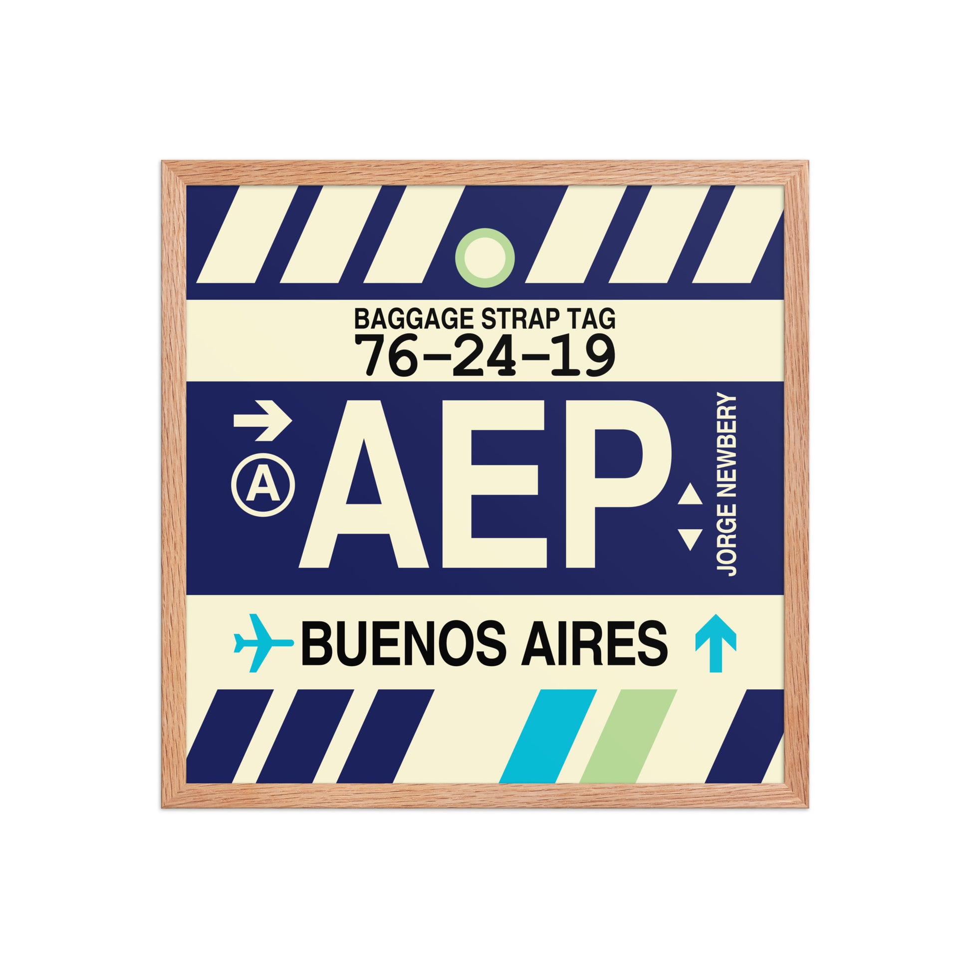 AEP Buenos Aires Framed Print • Jet Age Baggage Tag Design • YHM Designs - Image 10