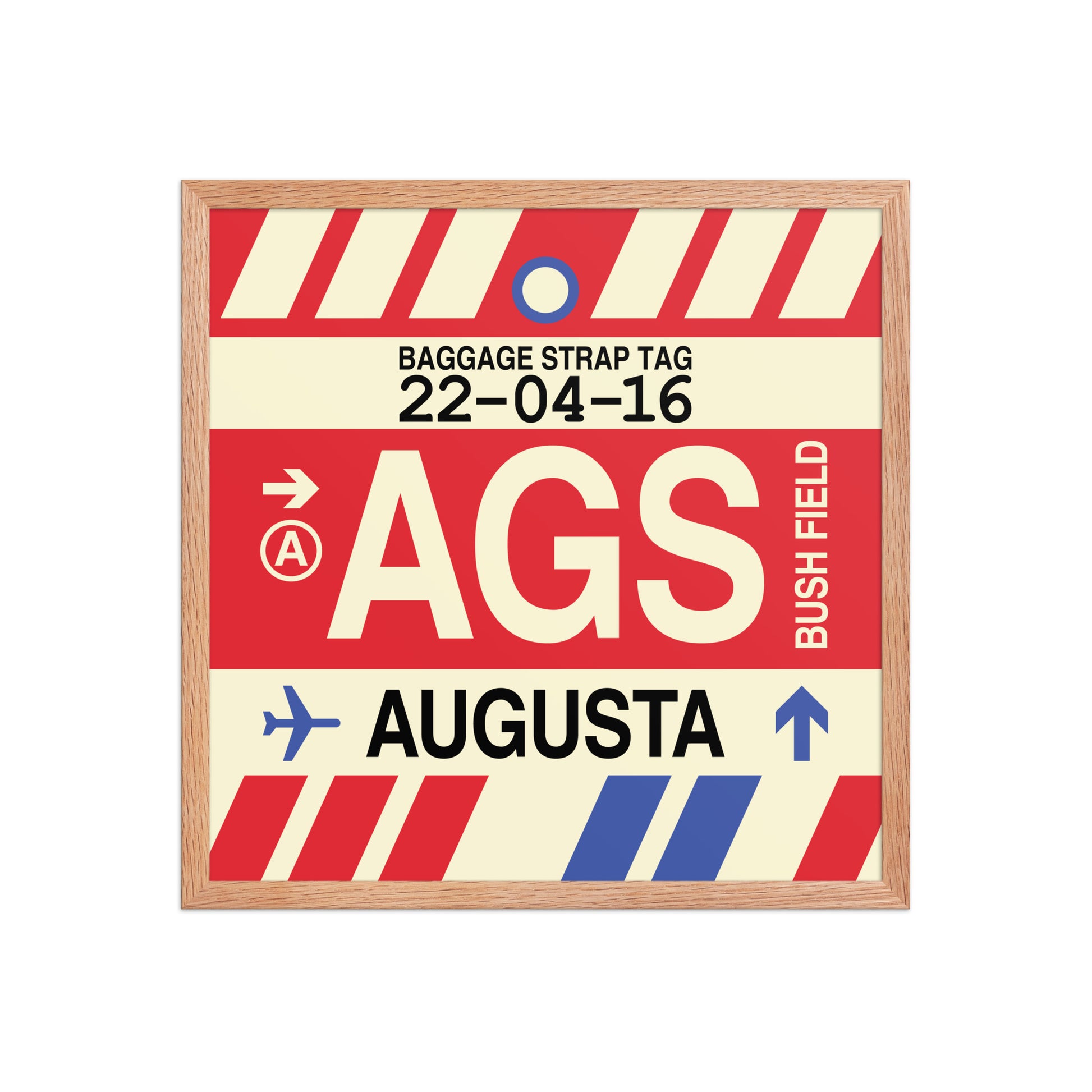 AGS Augusta Framed Print • Jet Age Baggage Tag Design • YHM Designs - Image 10