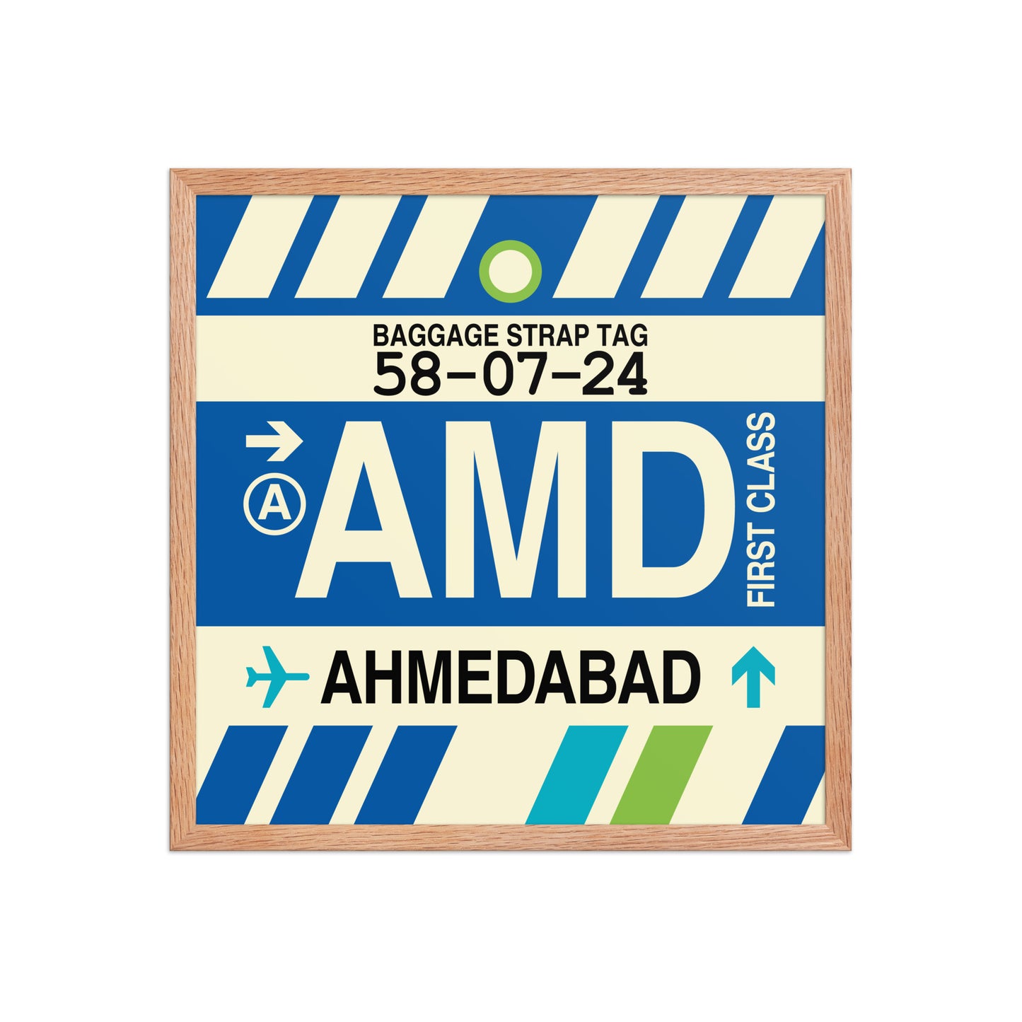 AMD Ahmedabad Framed Print • Jet Age Baggage Tag Design • YHM Designs - Image 10