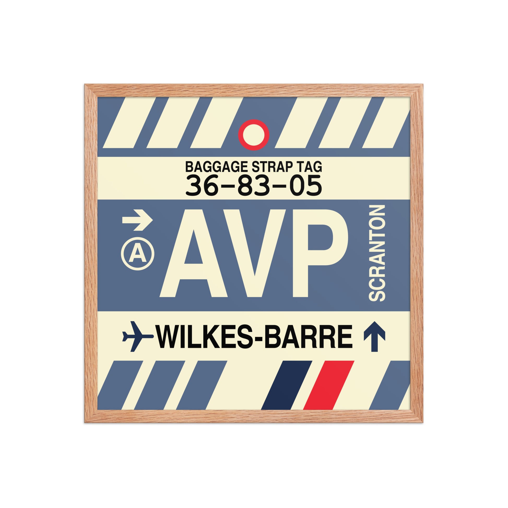 AVP Wilkes-Barre Scranton Framed Print • Jet Age Baggage Tag Design • YHM Designs - Image 10