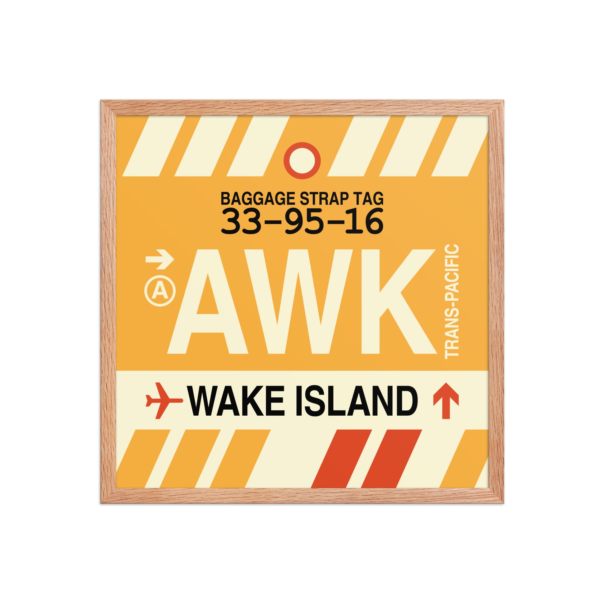 AWK Wake Island Framed Print • Jet Age Baggage Tag Design • YHM Designs - Image 10