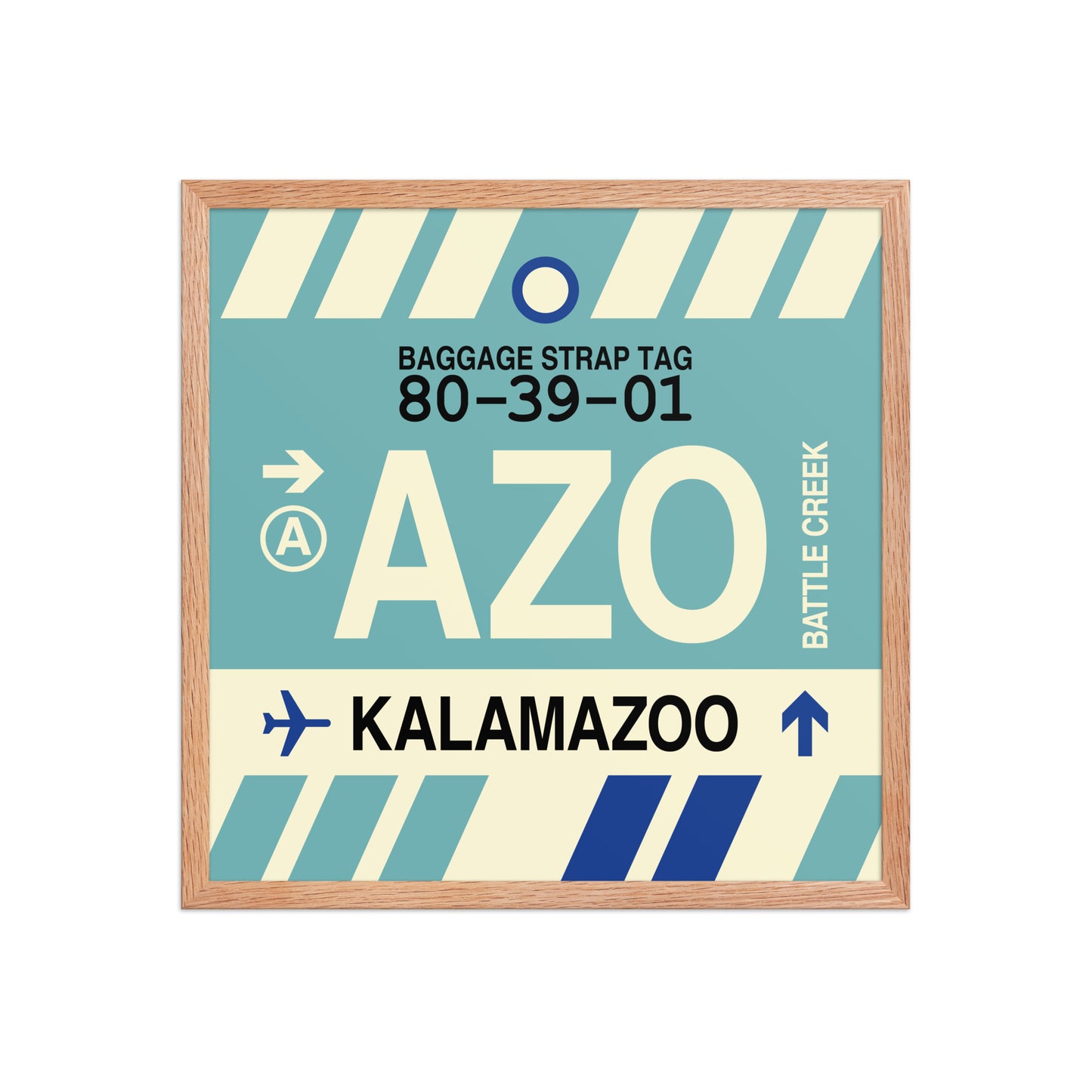 AZO Kalamazoo Framed Print • Jet Age Baggage Tag Design • YHM Designs - Image 10