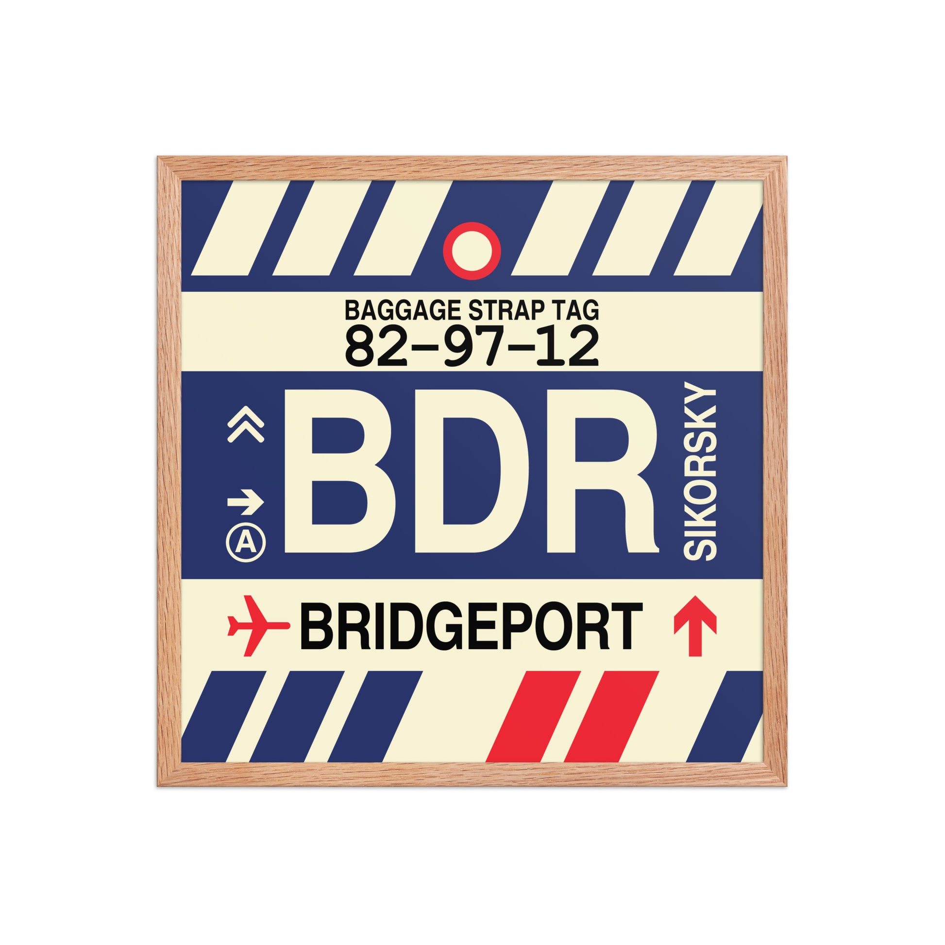 BDR Bridgeport Framed Print • Jet Age Baggage Tag Design • YHM Designs - Image 10