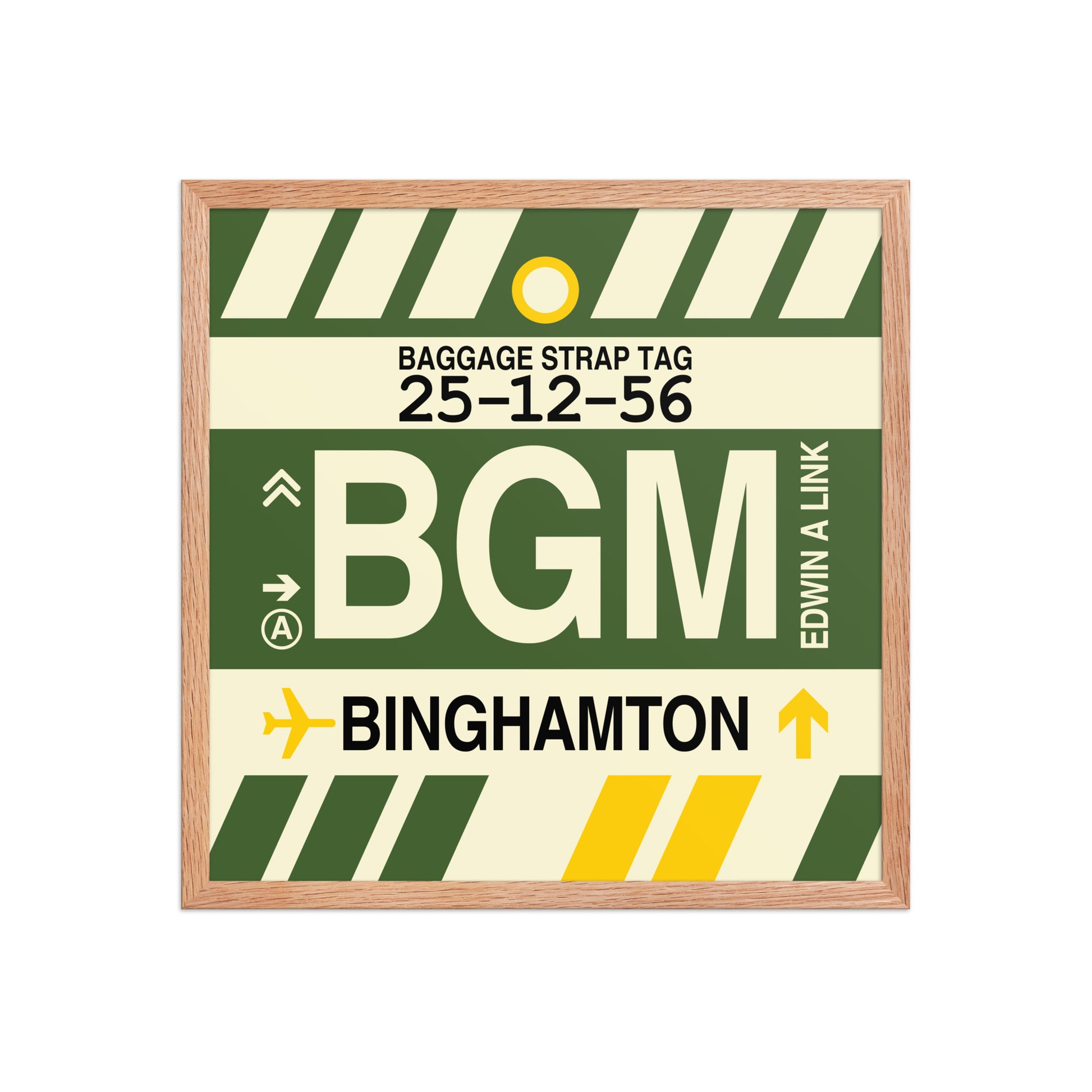 BGM Binghamton Framed Print • Jet Age Baggage Tag Design • YHM Designs - Image 10