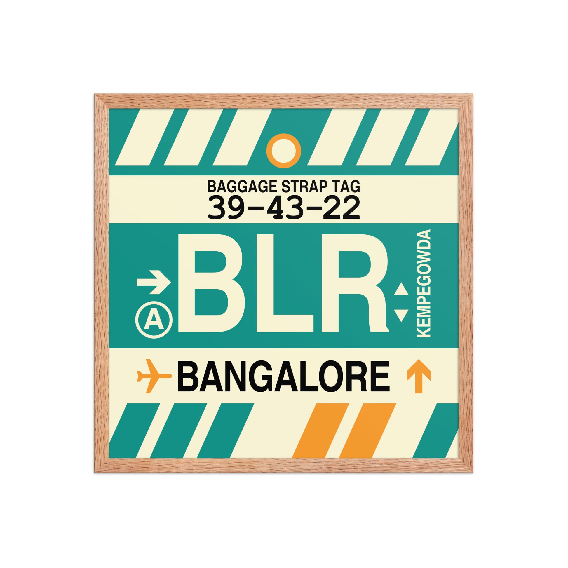 BLR Bangalore Framed Print • Jet Age Baggage Tag Design • YHM Designs - Image 10