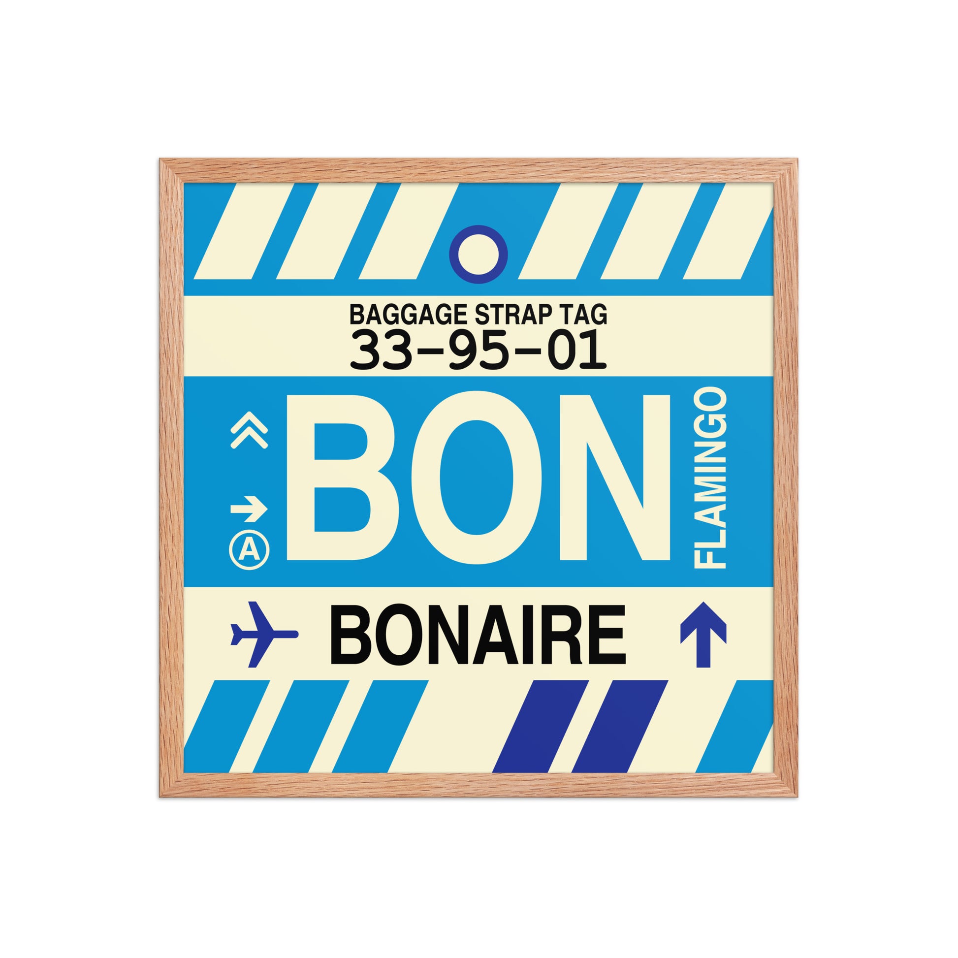BON Bonaire Framed Print • Jet Age Baggage Tag Design • YHM Designs - Image 10