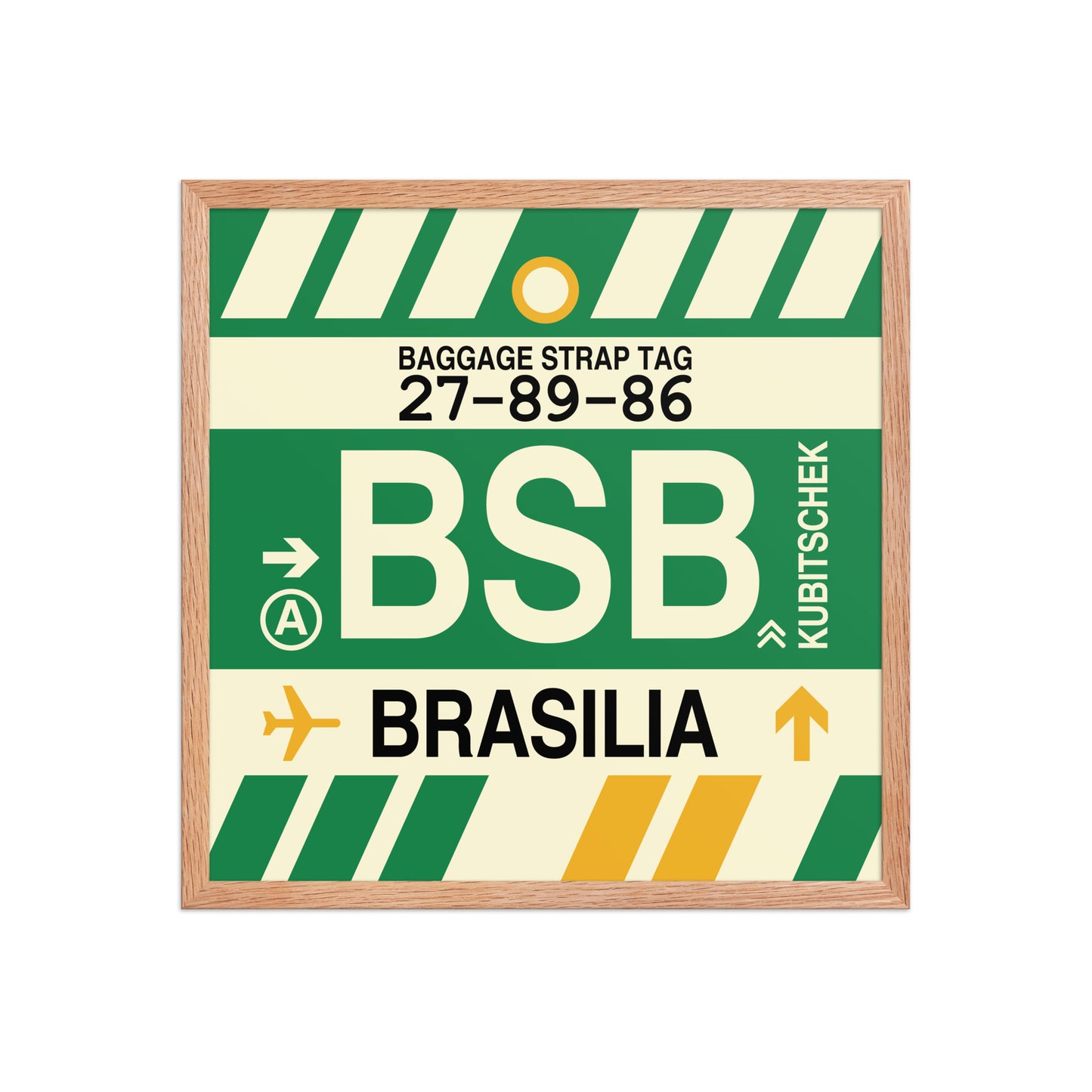 BSB Brasilia Framed Print • Jet Age Baggage Tag Design • YHM Designs - Image 10