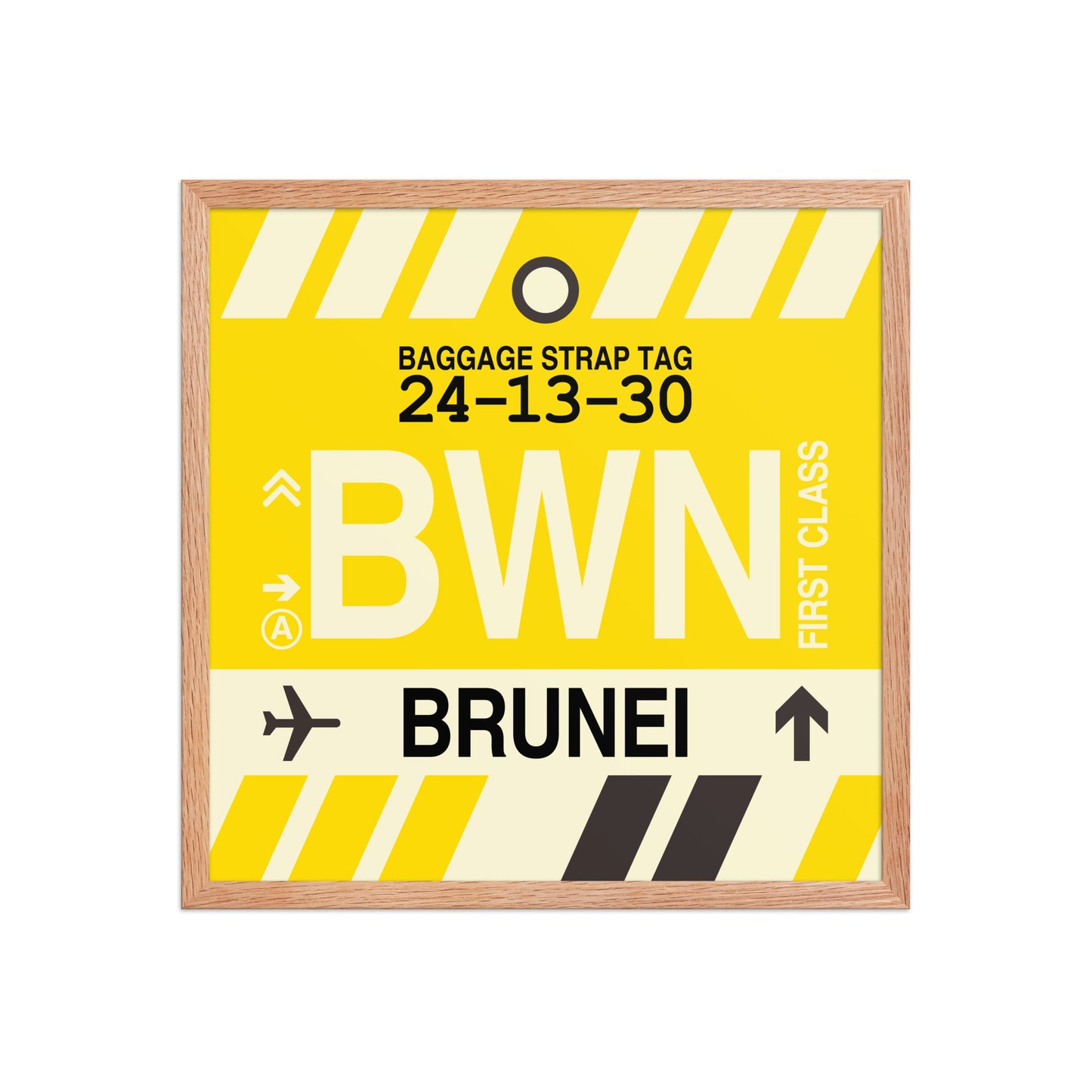 BWN Brunei Framed Print • Jet Age Baggage Tag Design • YHM Designs - Image 10
