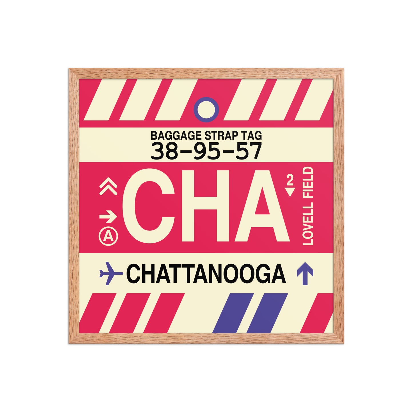 CHA Chattanooga Framed Print • Jet Age Baggage Tag Design • YHM Designs - Image 10