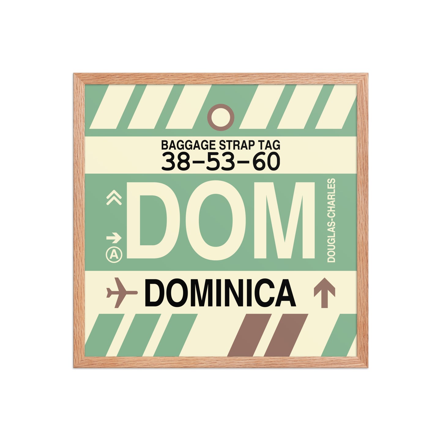 DOM Dominica Framed Print • Jet Age Baggage Tag Design • YHM Designs - Image 10