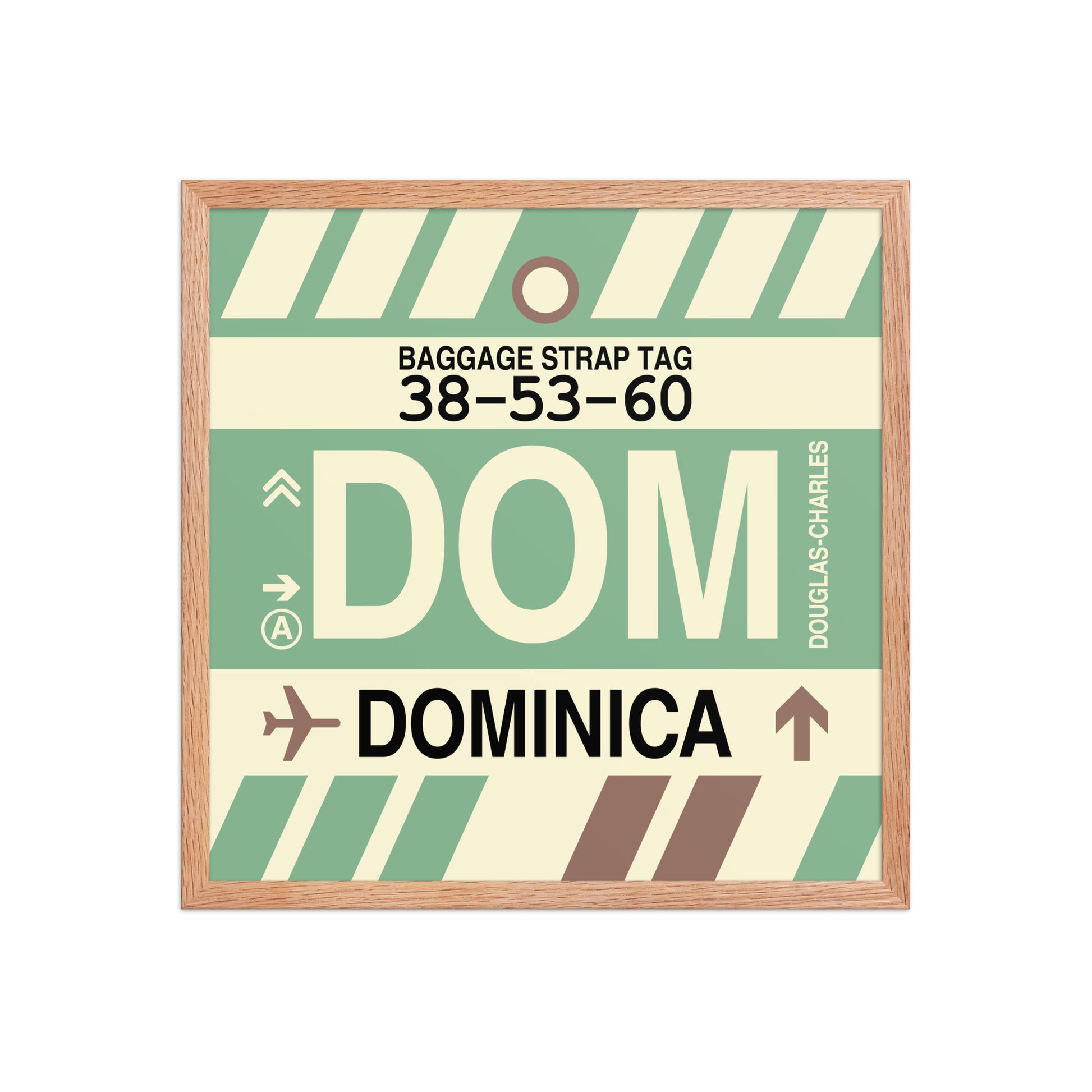 DOM Dominica Framed Print • Jet Age Baggage Tag Design • YHM Designs - Image 10