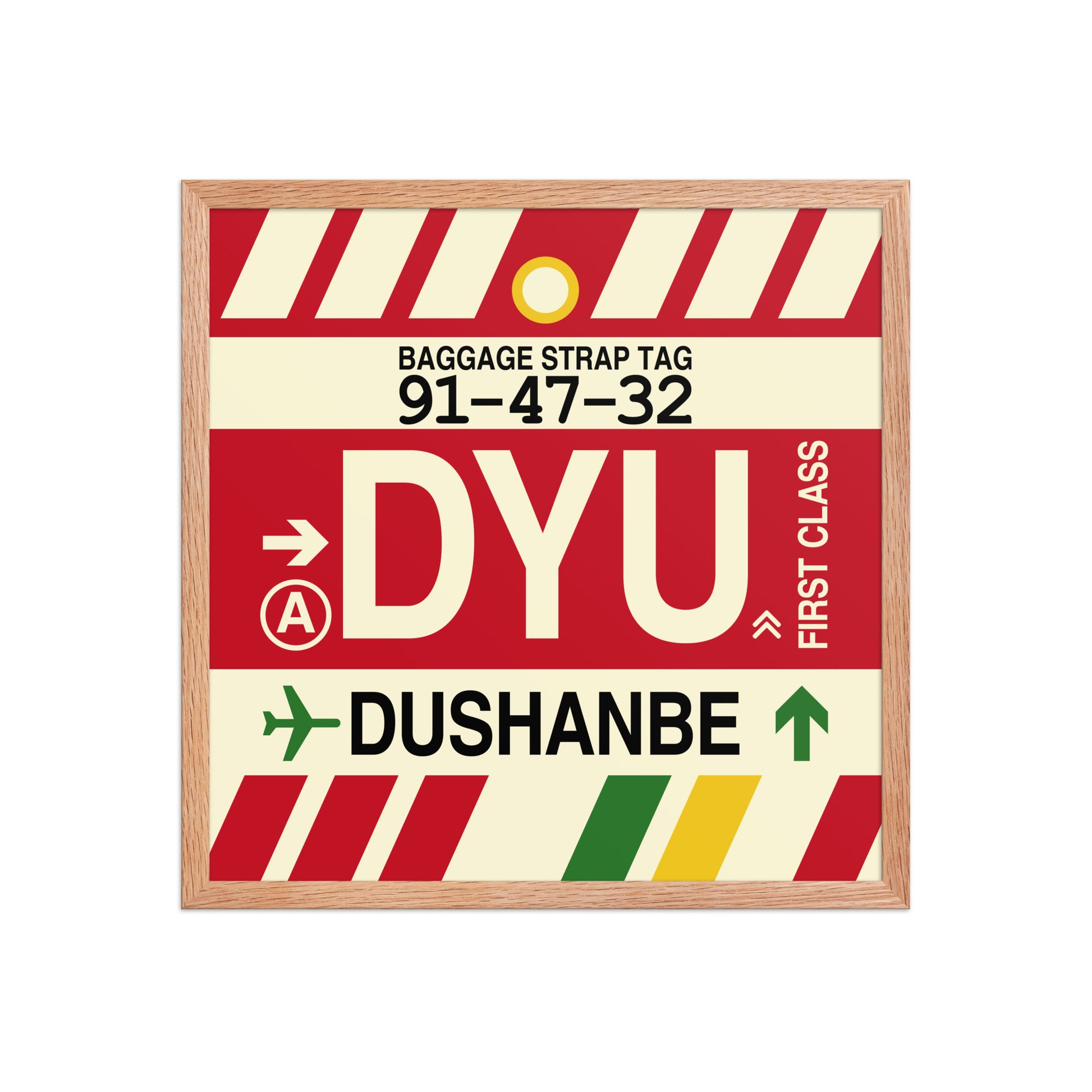 DYU Dushanbe Framed Print • Jet Age Baggage Tag Design • YHM Designs - Image 10