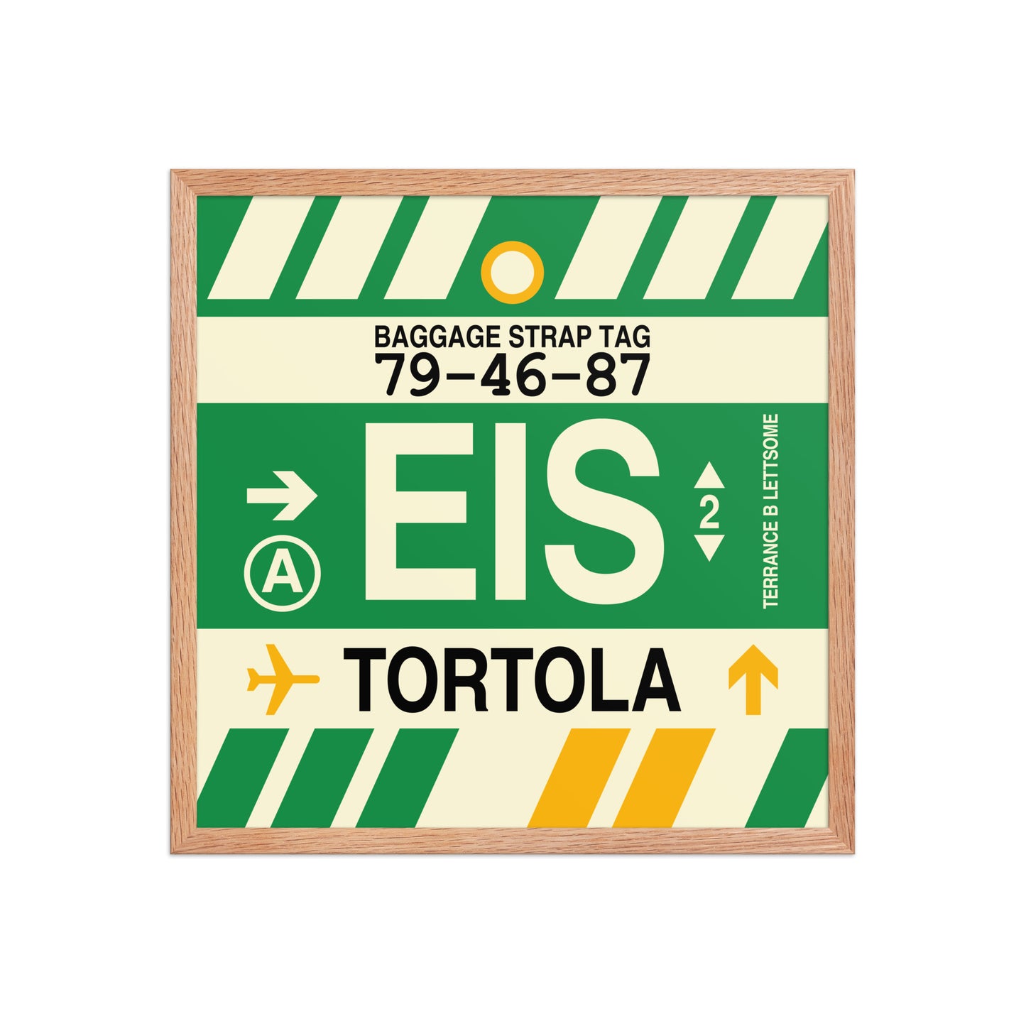 EIS Tortola Framed Print • Jet Age Baggage Tag Design • YHM Designs - Image 10