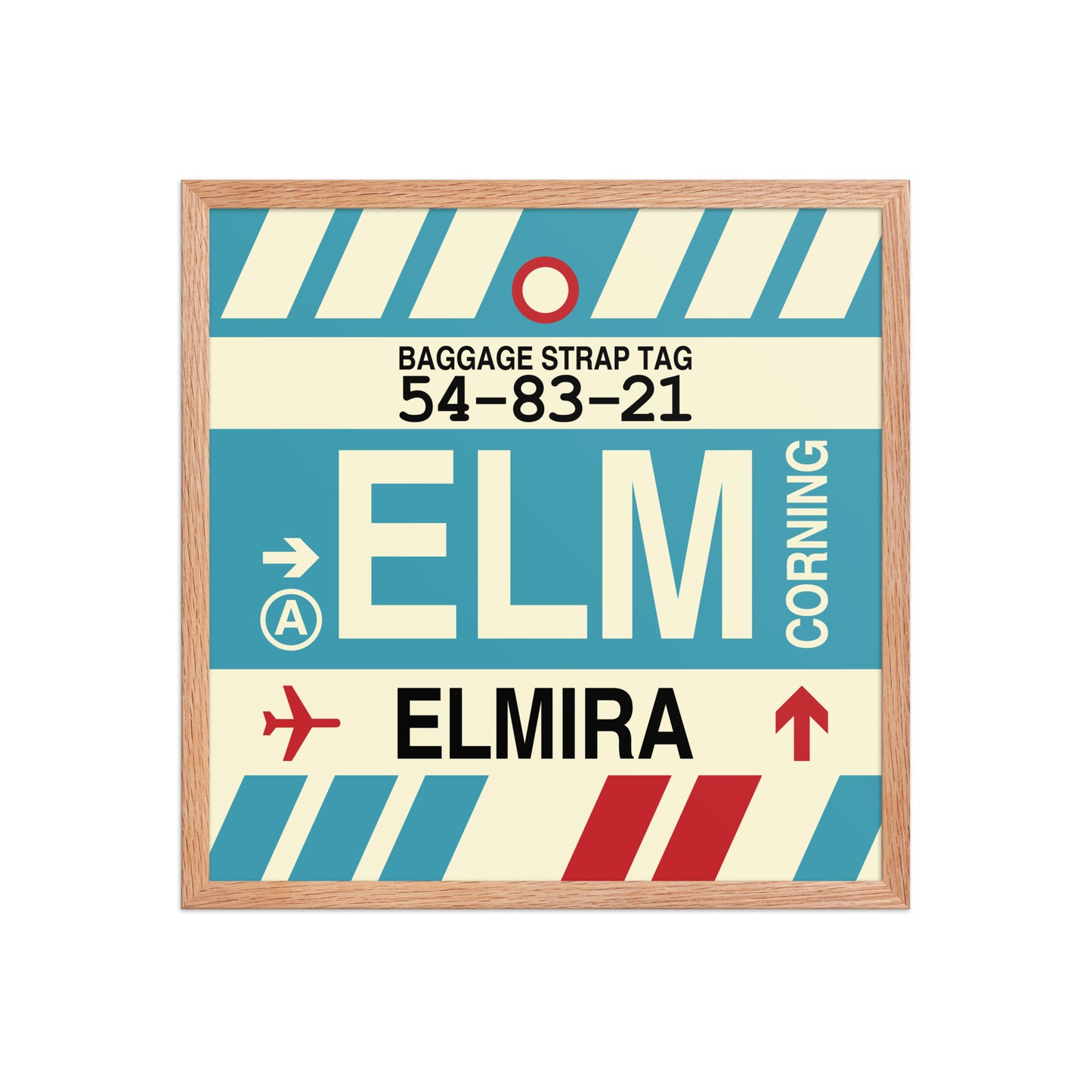 ELM Elmira-Corning Framed Print • Jet Age Baggage Tag Design • YHM Designs - Image 10