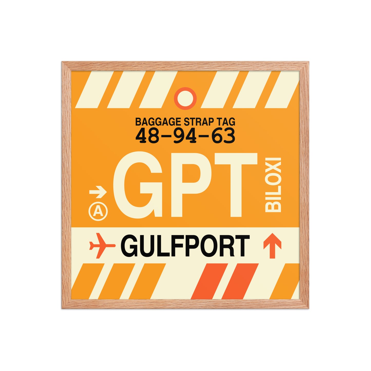 GPT Gulfport-Biloxi Framed Print • Jet Age Baggage Tag Design • YHM Designs - Image 10