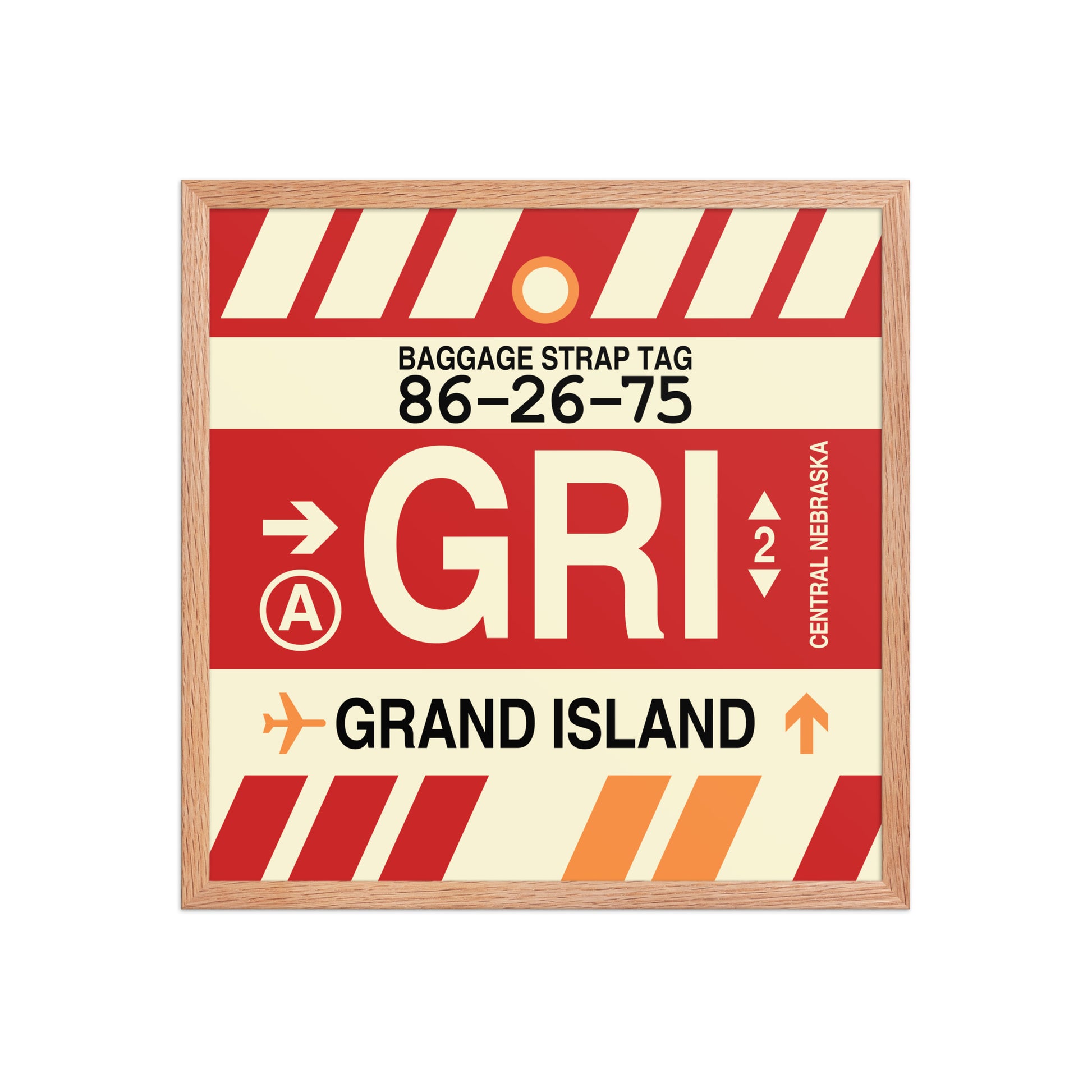 GRI Grand Island Framed Print • Jet Age Baggage Tag Design • YHM Designs - Image 10