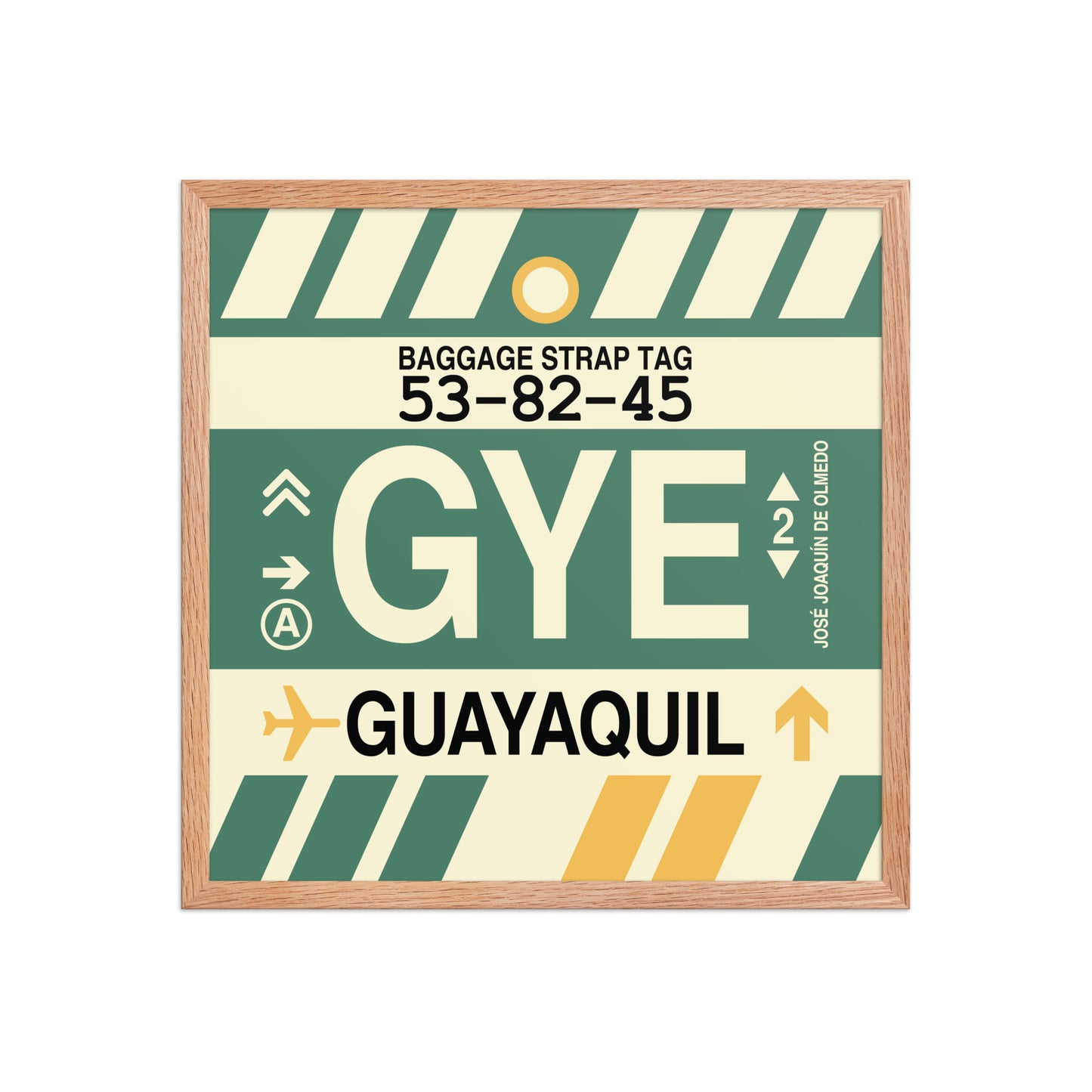 GYE Guayaquil Framed Print • Jet Age Baggage Tag Design • YHM Designs - Image 10