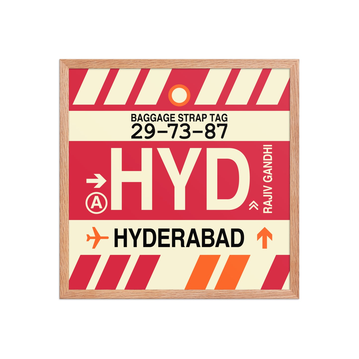 HYD Hyderabad Framed Print • Jet Age Baggage Tag Design • YHM Designs - Image 10
