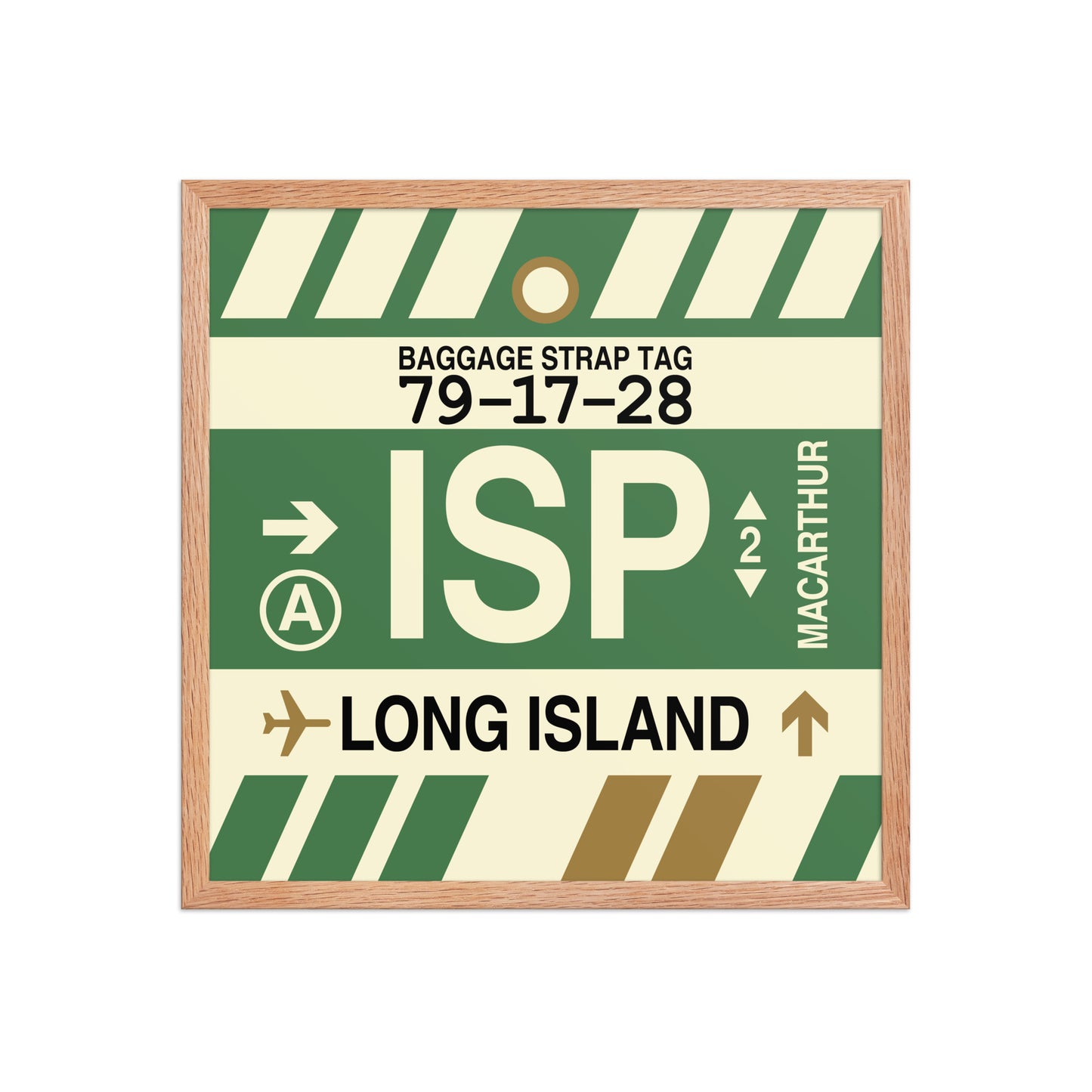 ISP Long Island Framed Print • Jet Age Baggage Tag Design • YHM Designs - Image 10