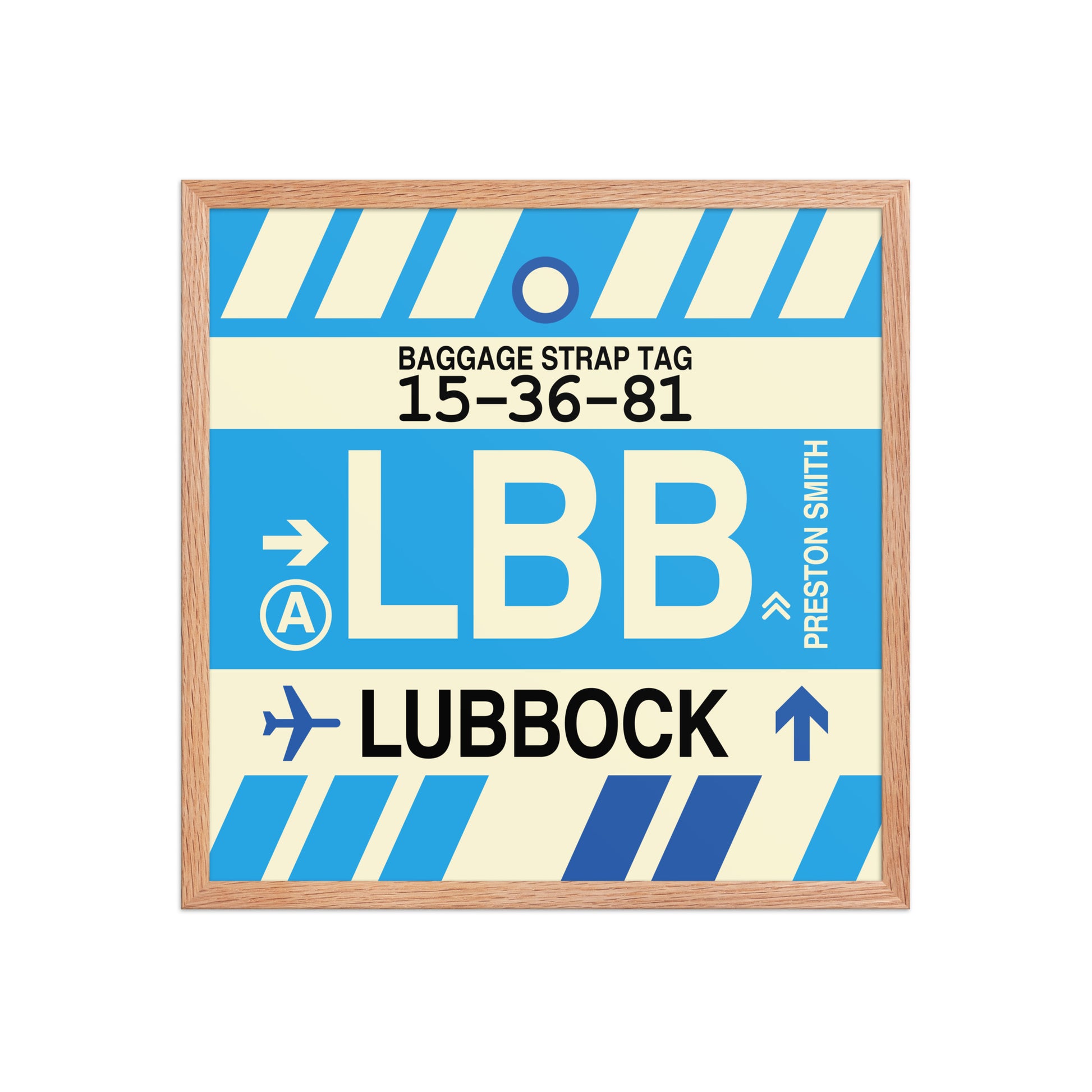 LBB Lubbock Framed Print • Jet Age Baggage Tag Design • YHM Designs - Image 10