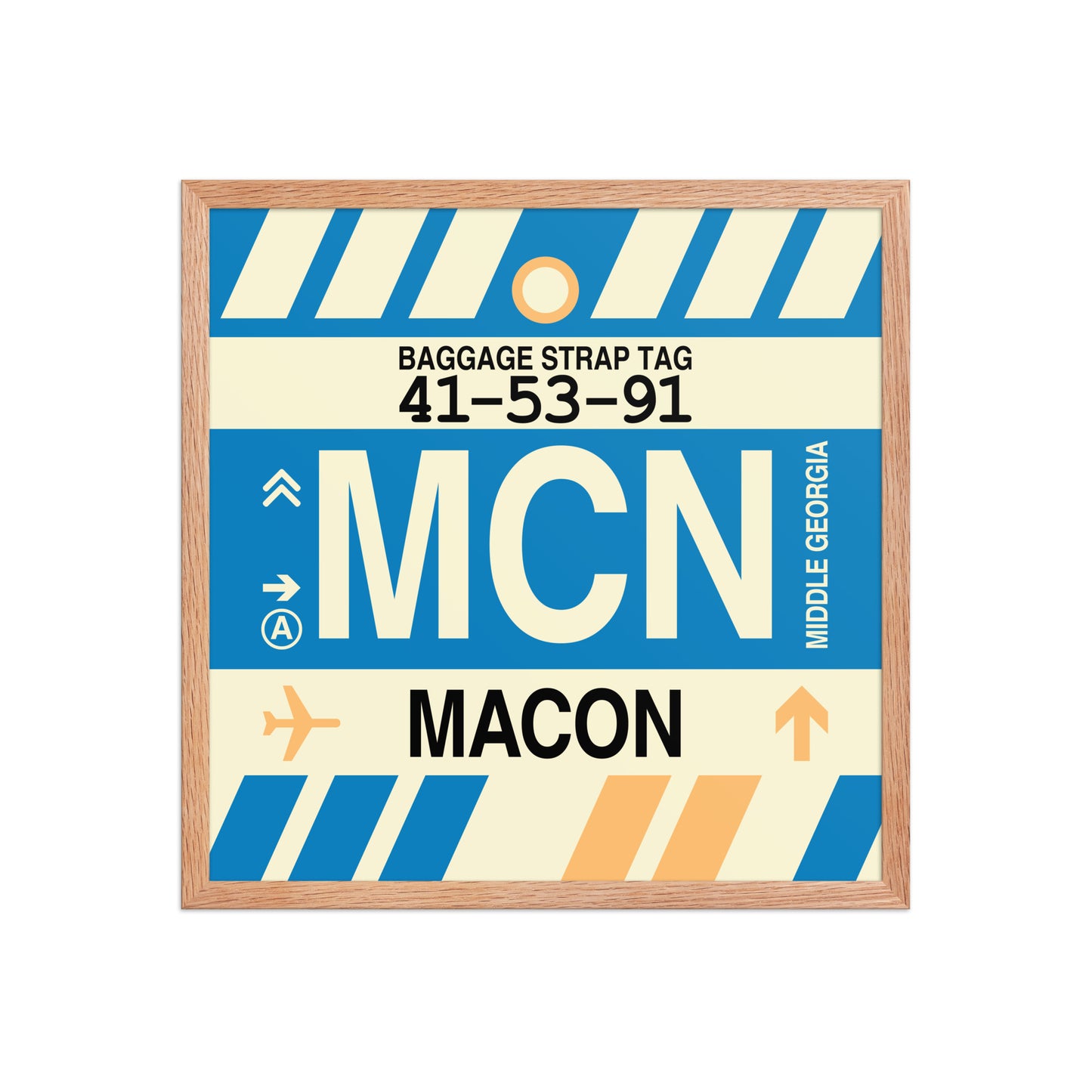 MCN Macon Framed Print • Jet Age Baggage Tag Design • YHM Designs - Image 10