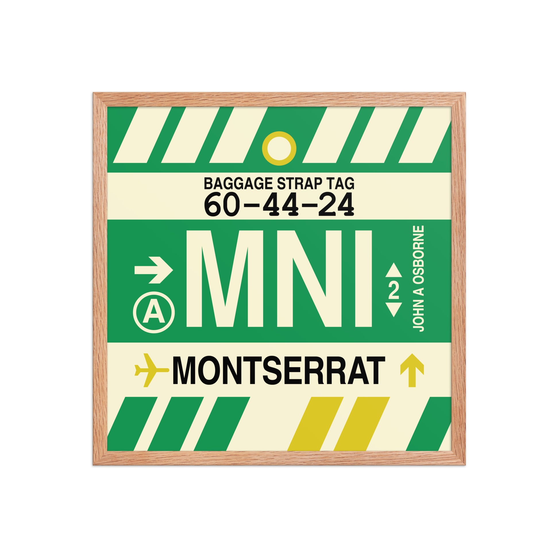 MNI Montserrat Framed Print • Jet Age Baggage Tag Design • YHM Designs - Image 10