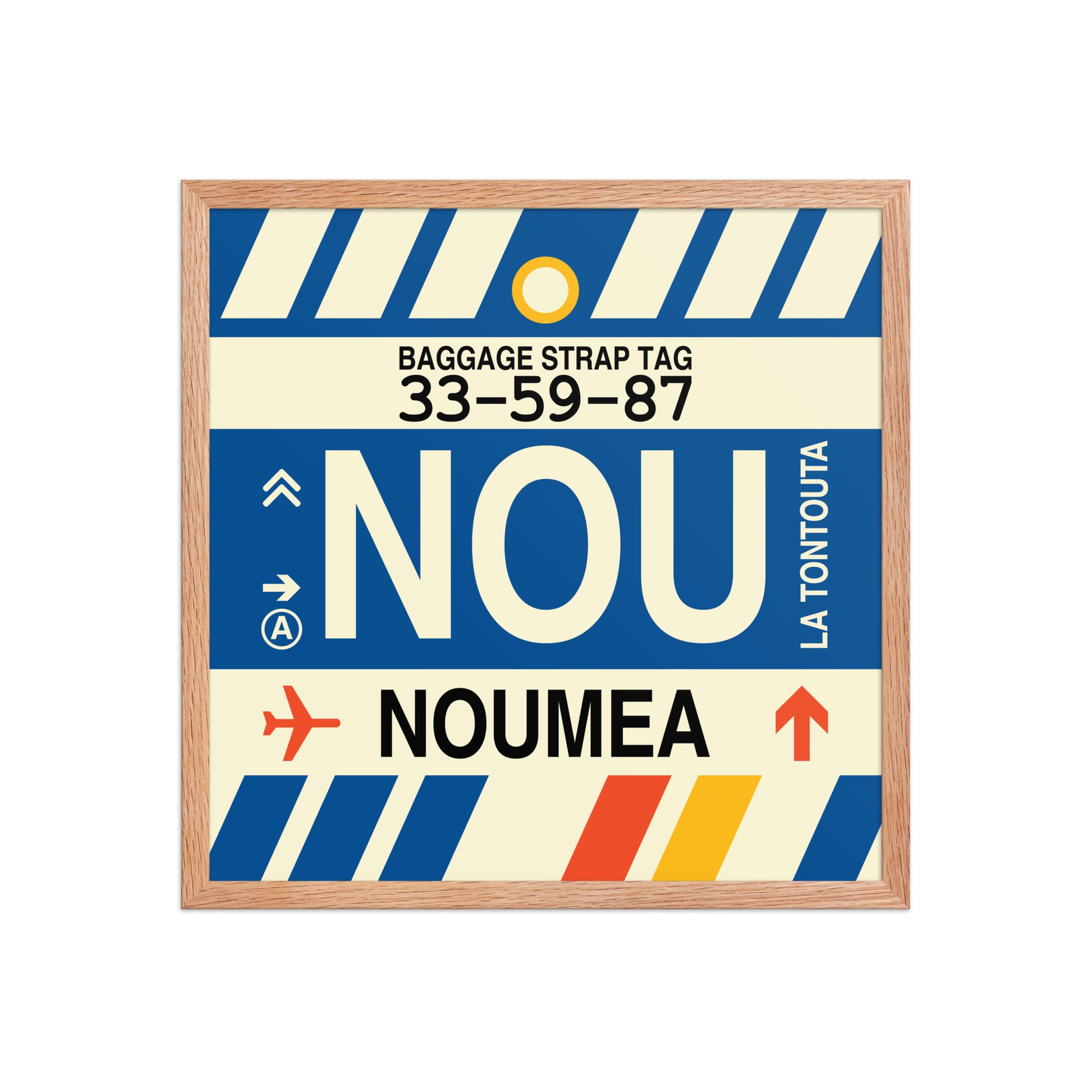 NOU Nouméa Framed Print • Jet Age Baggage Tag Design • YHM Designs - Image 10