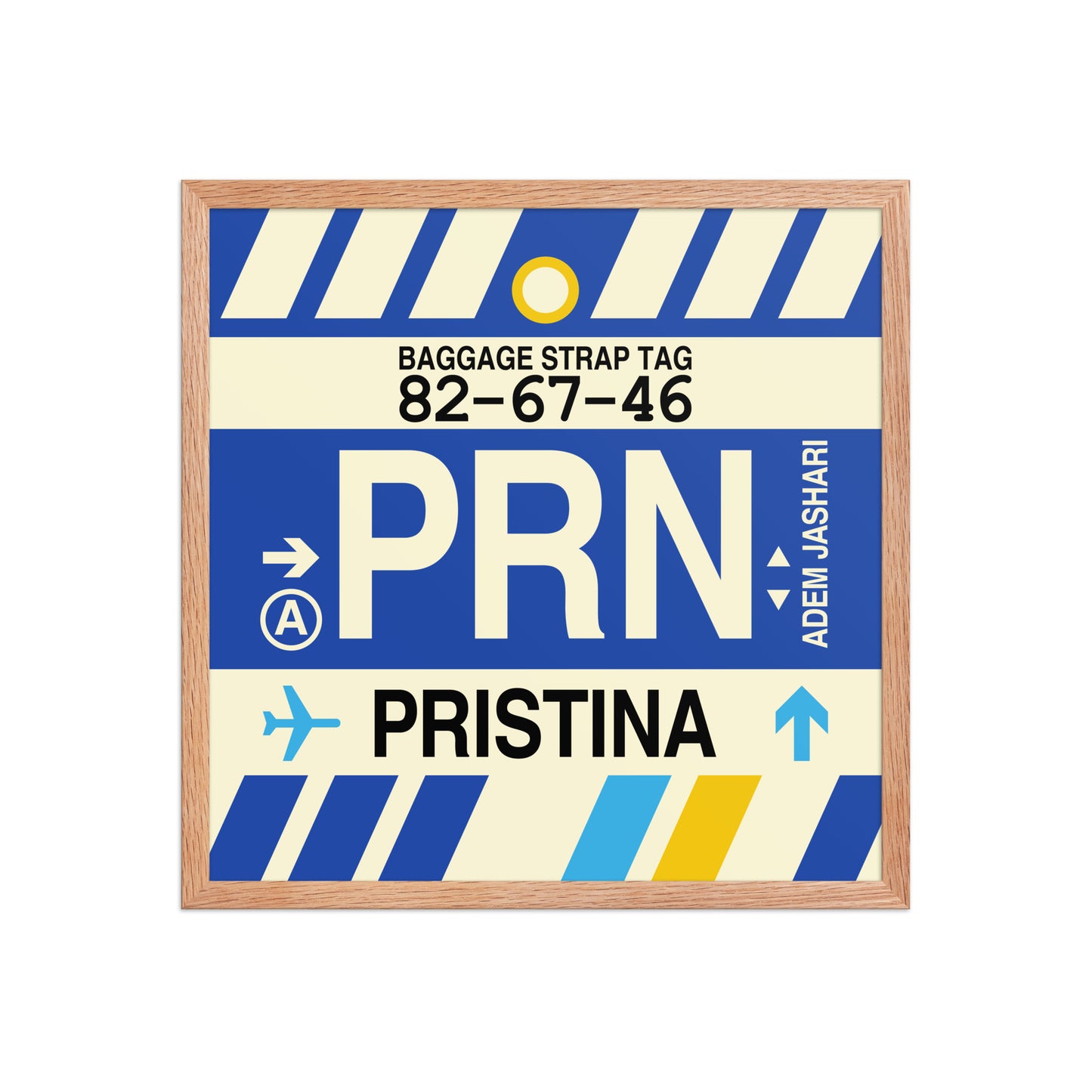 PRN Pristina Framed Print • Jet Age Baggage Tag Design • YHM Designs - Image 10