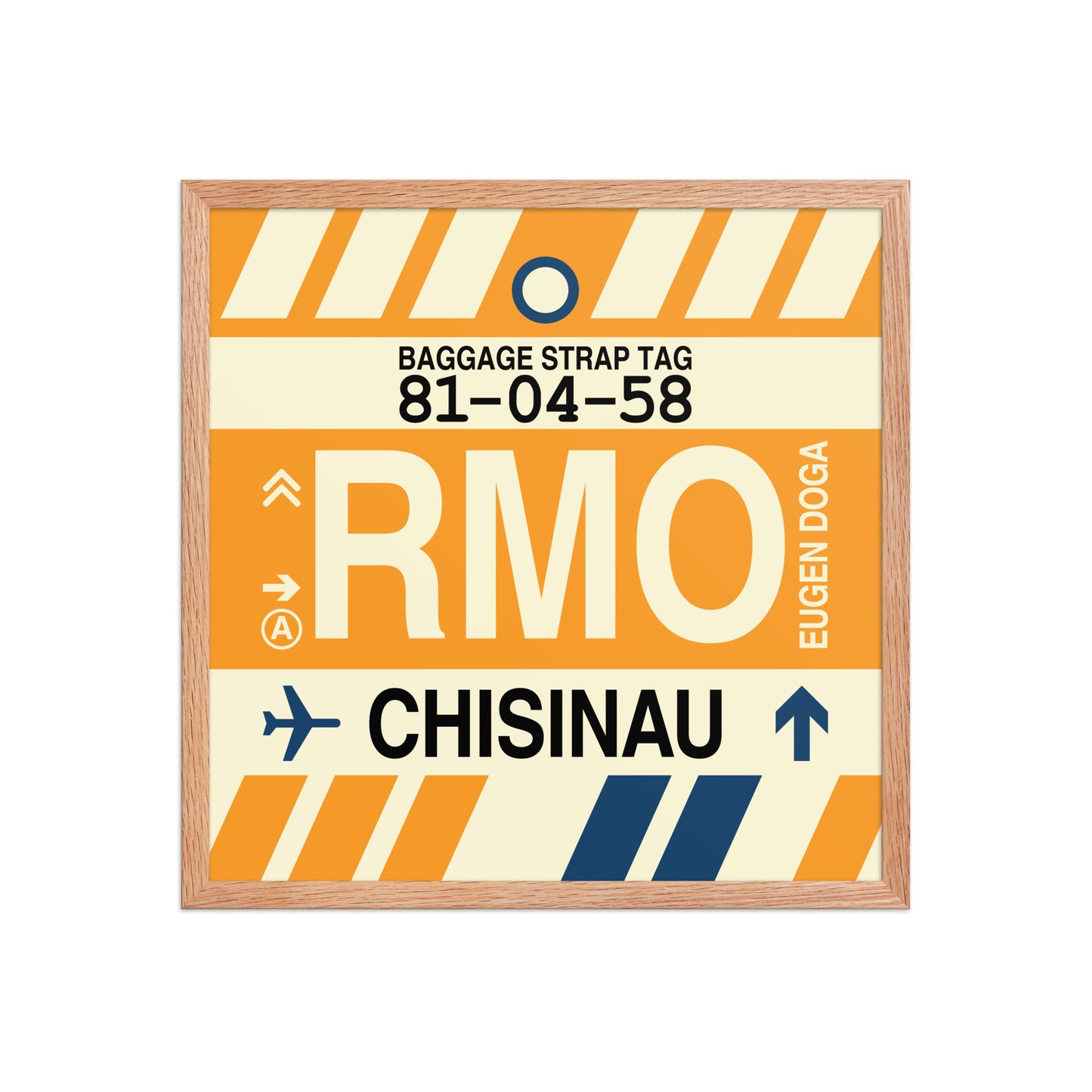 RMO Chisinau Framed Print • Jet Age Baggage Tag Design • YHM Designs - Image 10