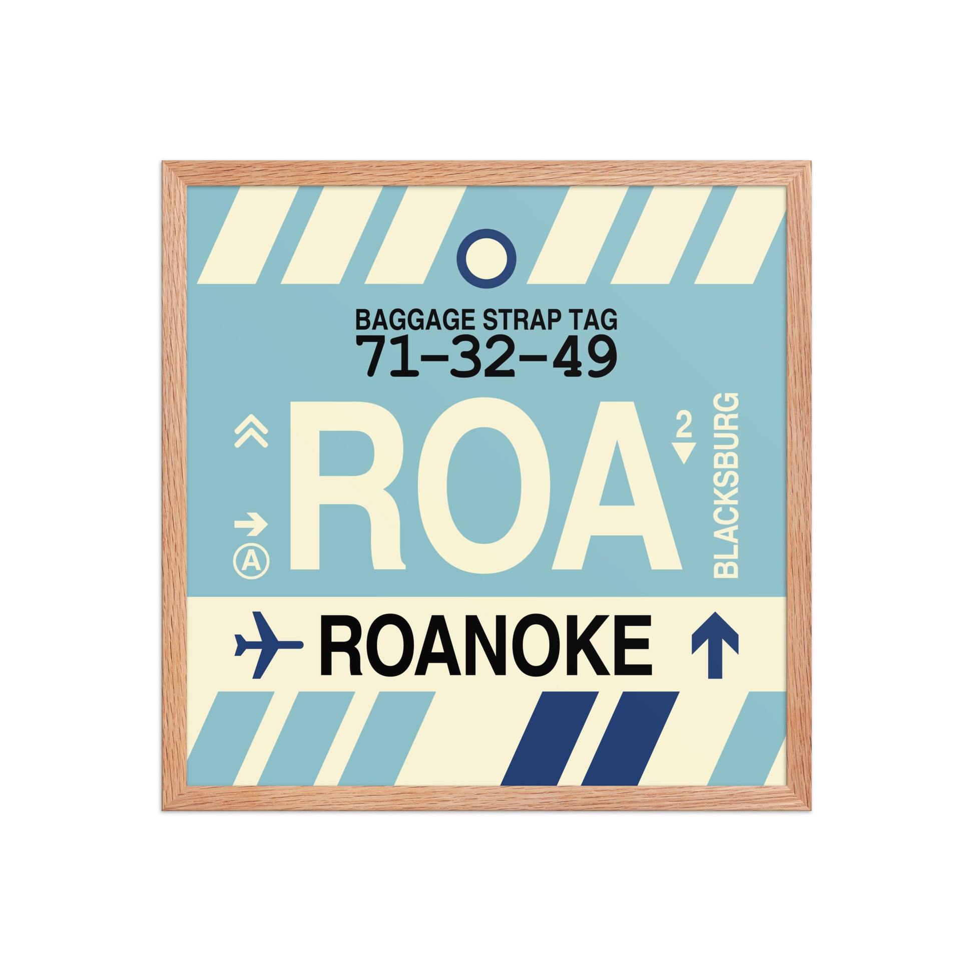 ROA Roanoke Framed Print • Jet Age Baggage Tag Design • YHM Designs - Image 10