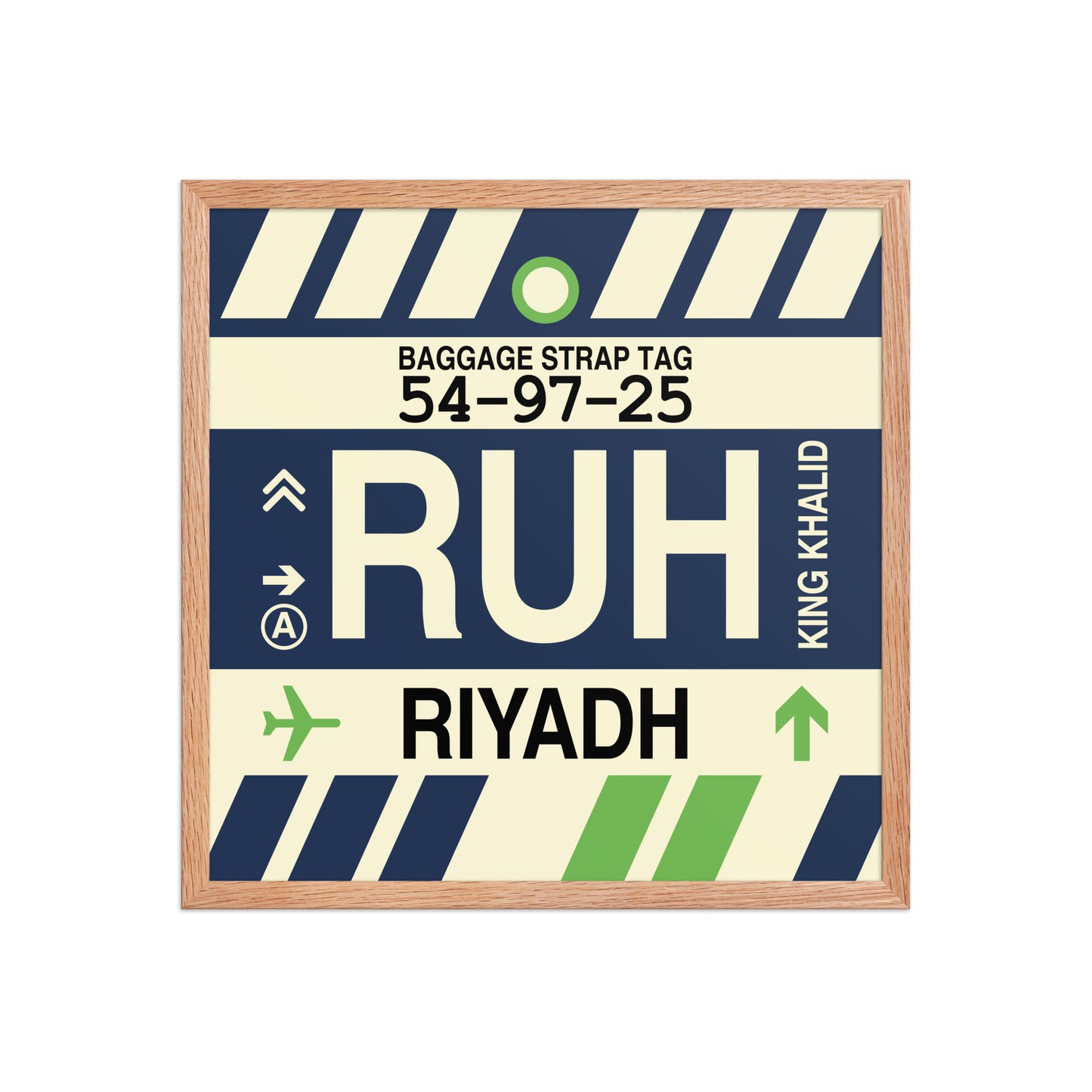RUH Riyadh Framed Print • Jet Age Baggage Tag Design • YHM Designs - Image 10