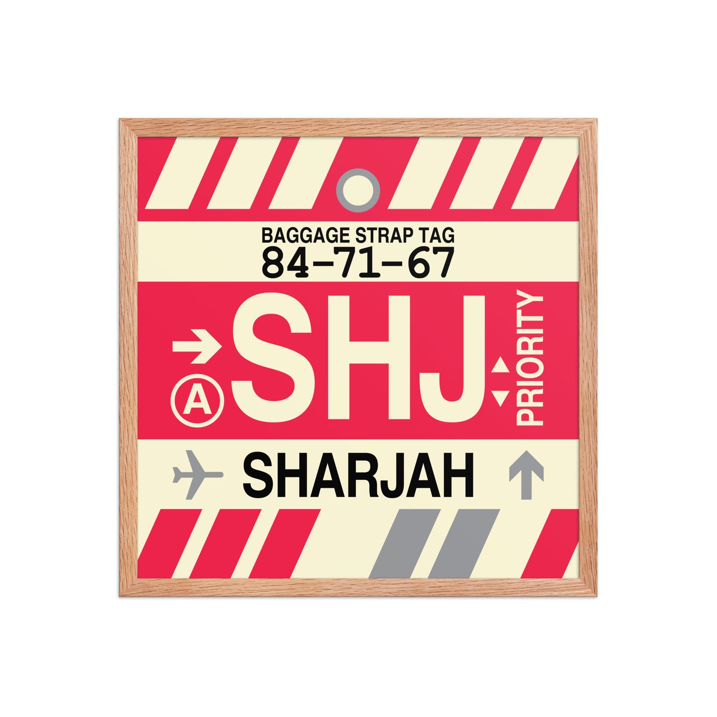 SHJ Sharjah Framed Print • Jet Age Baggage Tag Design • YHM Designs - Image 10