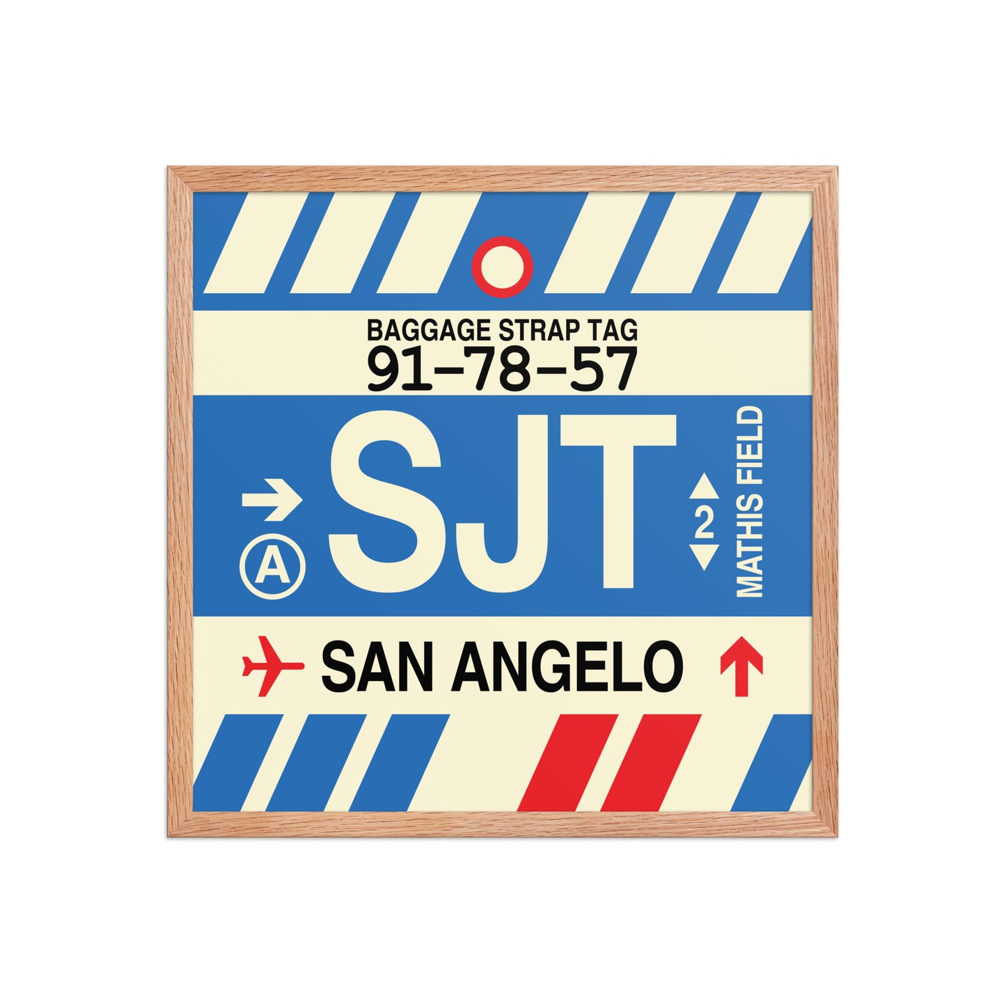 SJT San Angelo Framed Print • Jet Age Baggage Tag Design • YHM Designs - Image 10